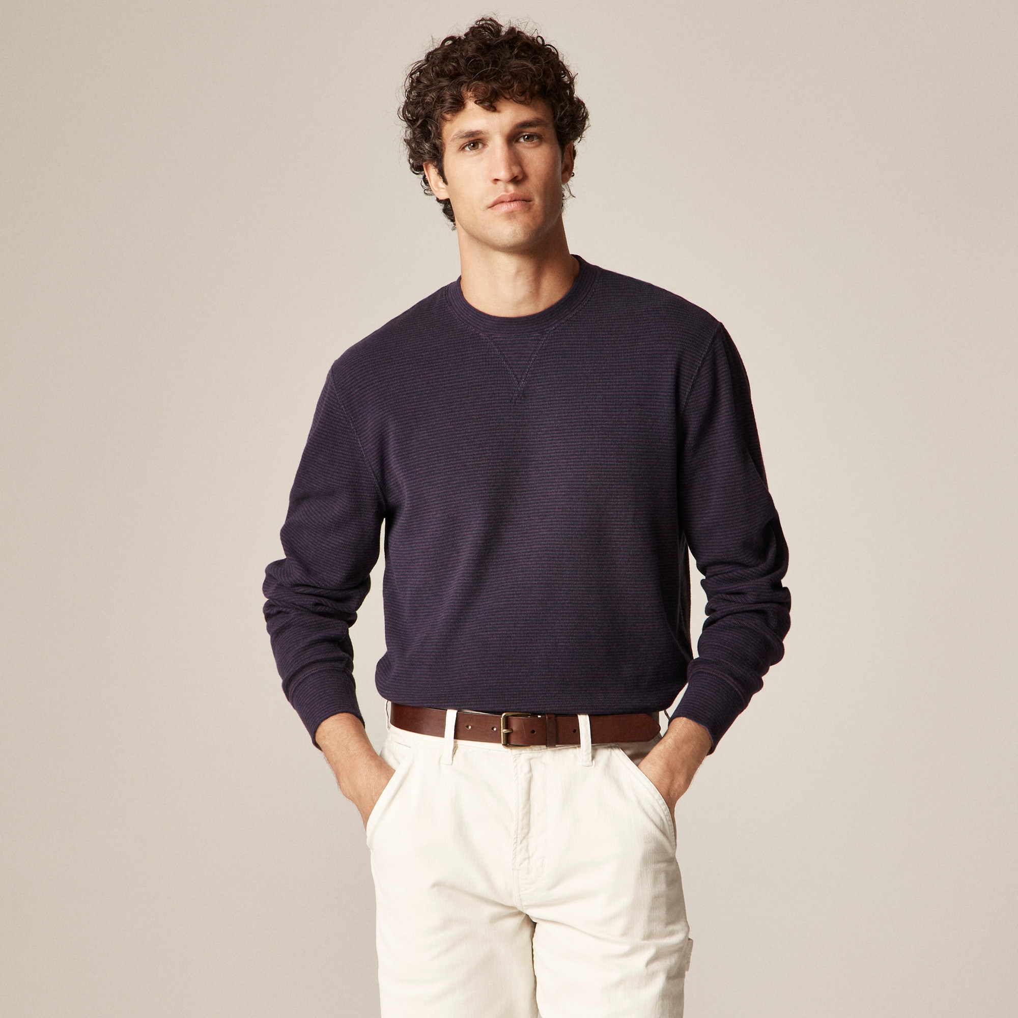 Jacquard Rib-knit Crewneck In Stripe For Men | J.Crew