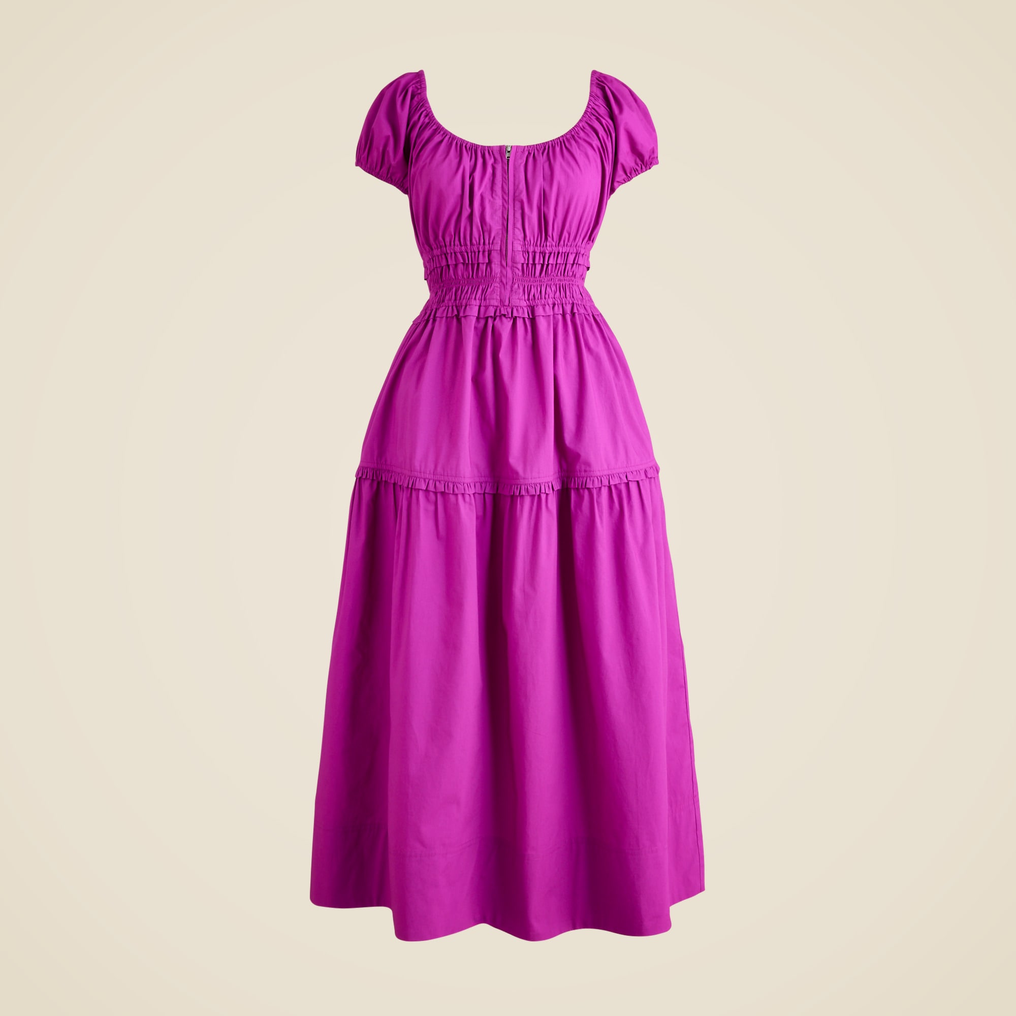 Tiered Midi Dress In Cotton Poplin For Women | J.Crew