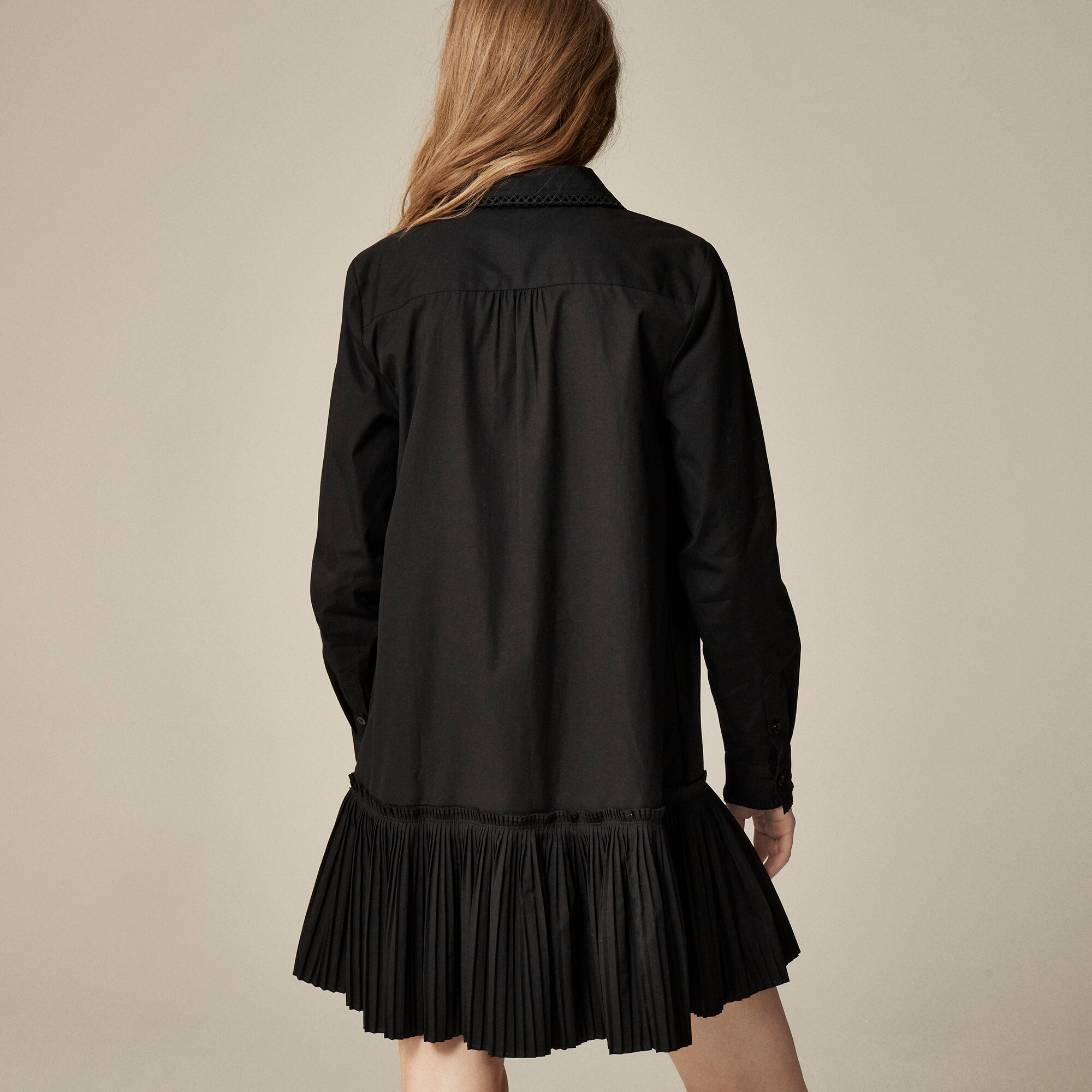 Amelia long-sleeve shirt-dress in cotton poplin