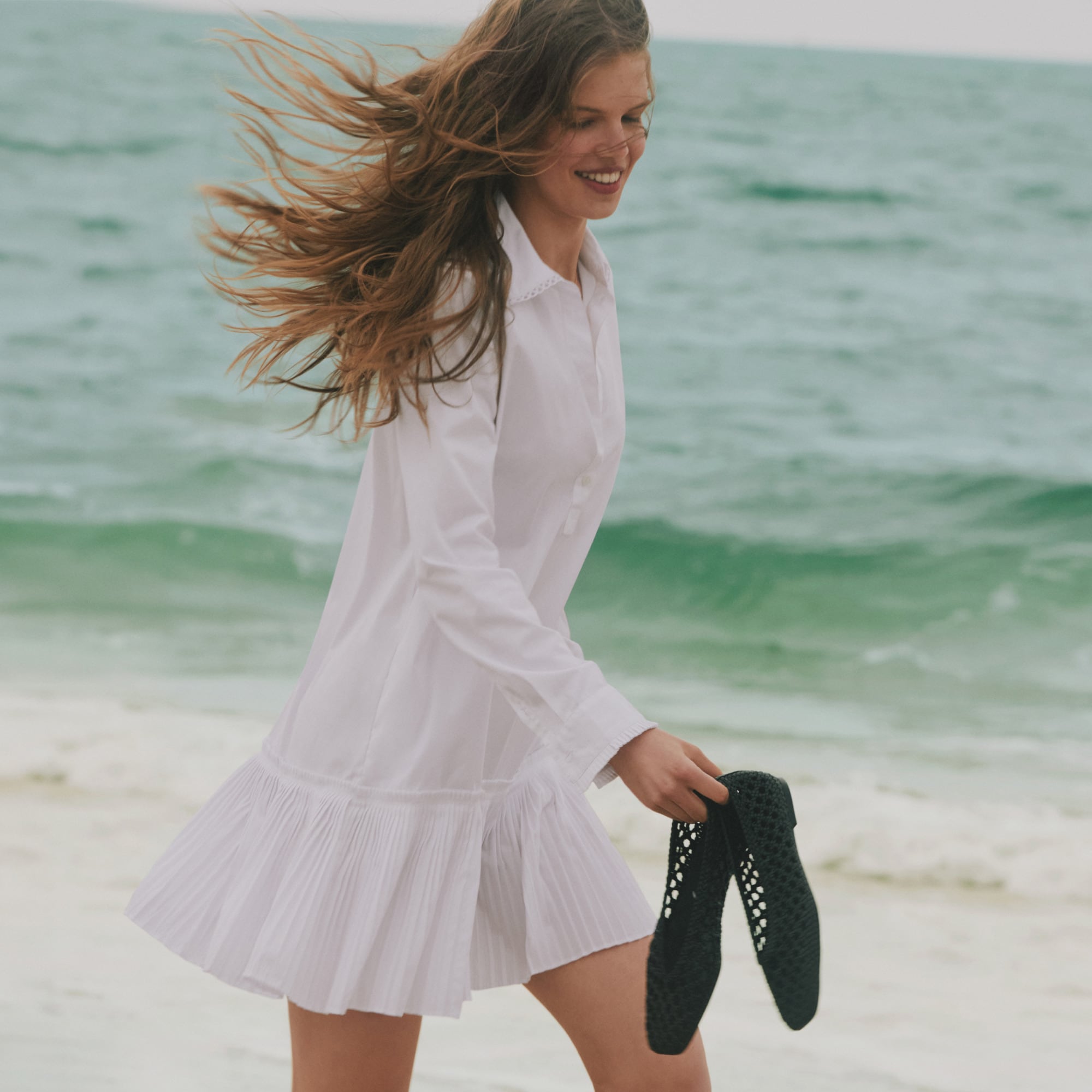 womens Amelia long-sleeve shirtdress in cotton poplin