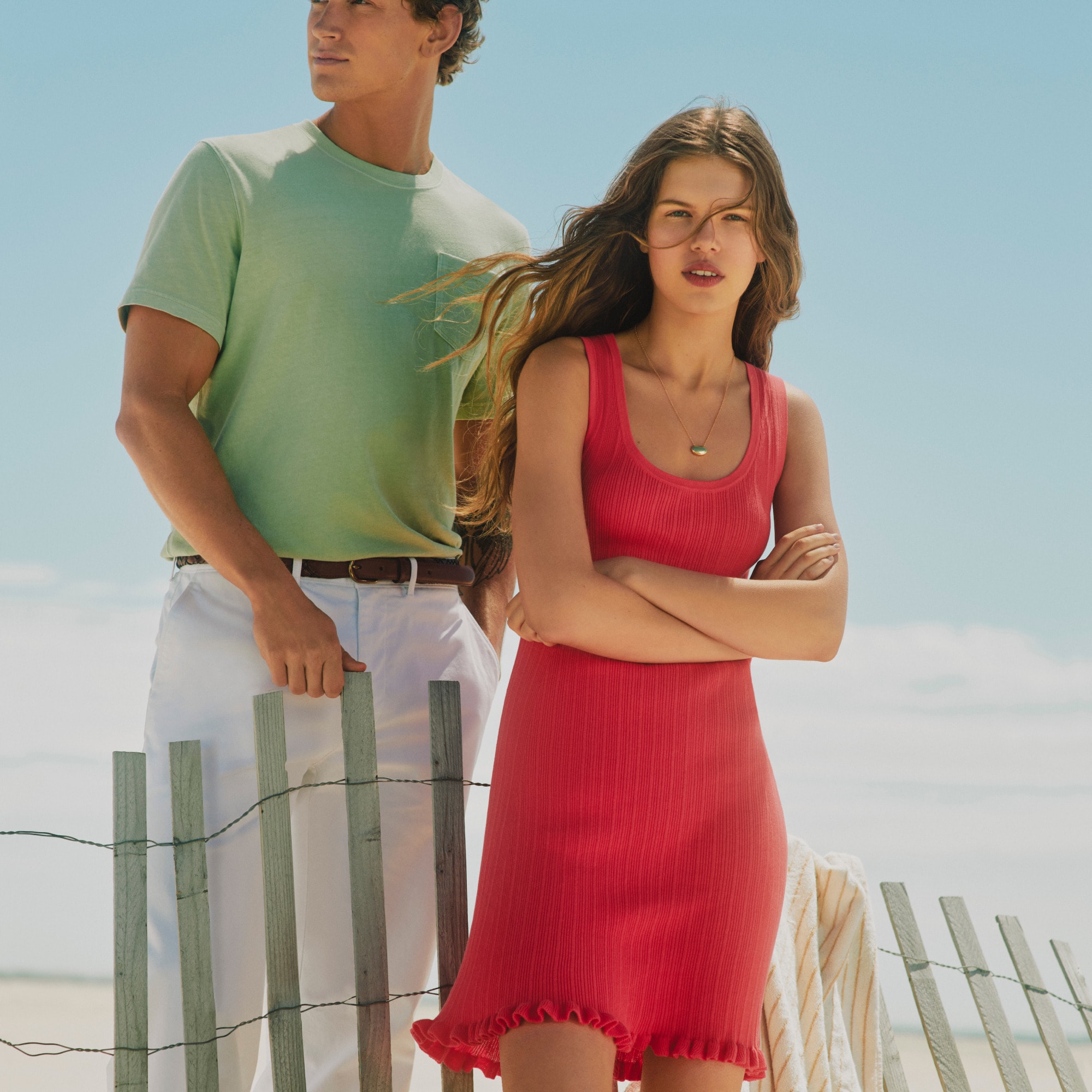 Ruffle-trim sweater-dress in premium ultra-fine cotton