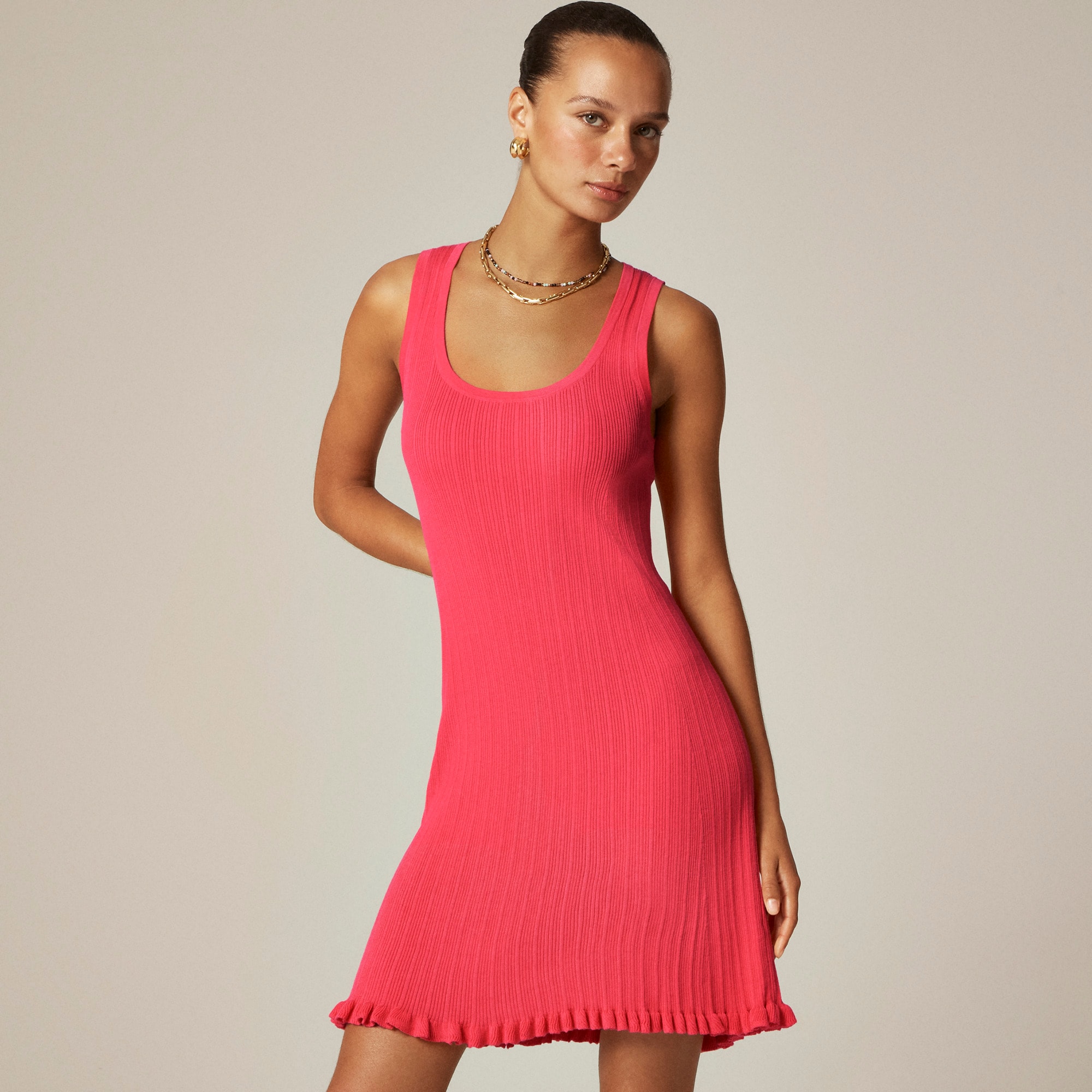  Ruffle-trim sweater-dress in premium ultra-fine cotton