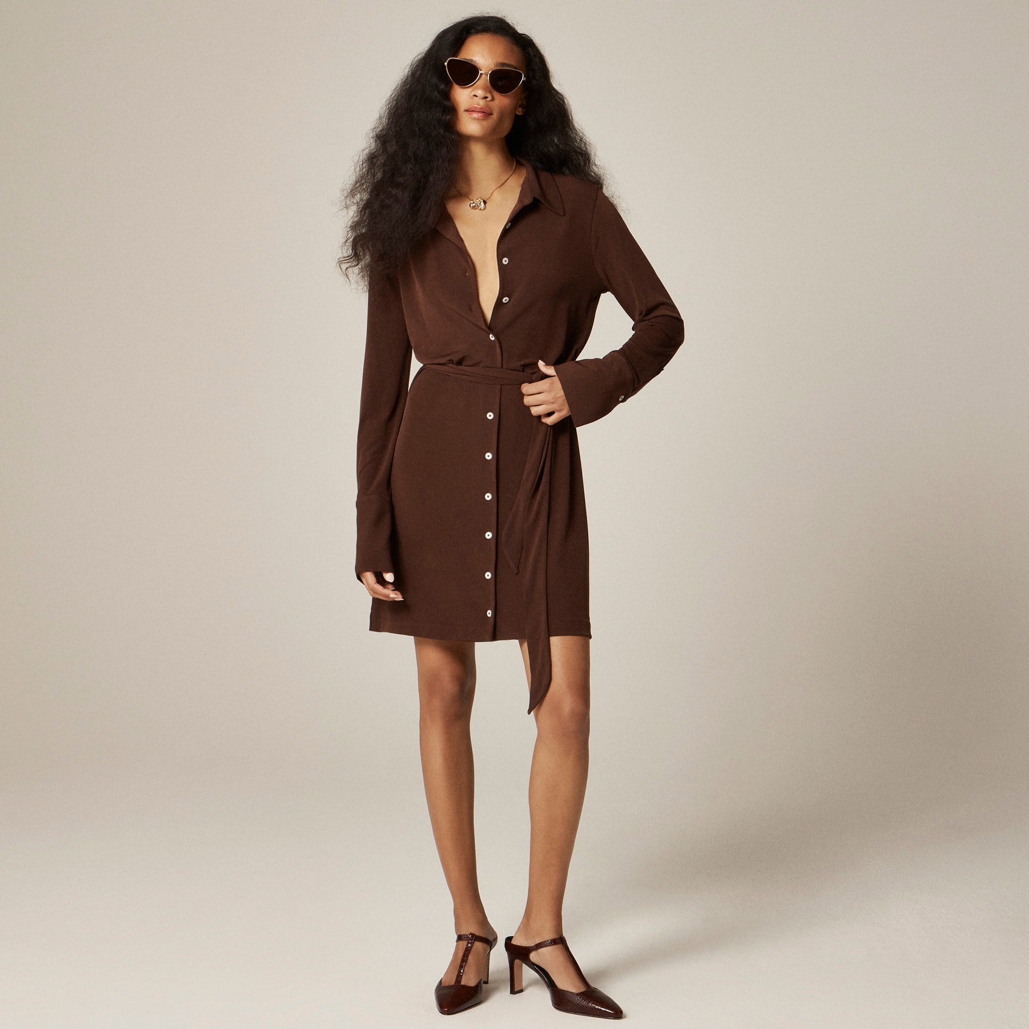 Mini shirt-dress in matte jersey - image 2