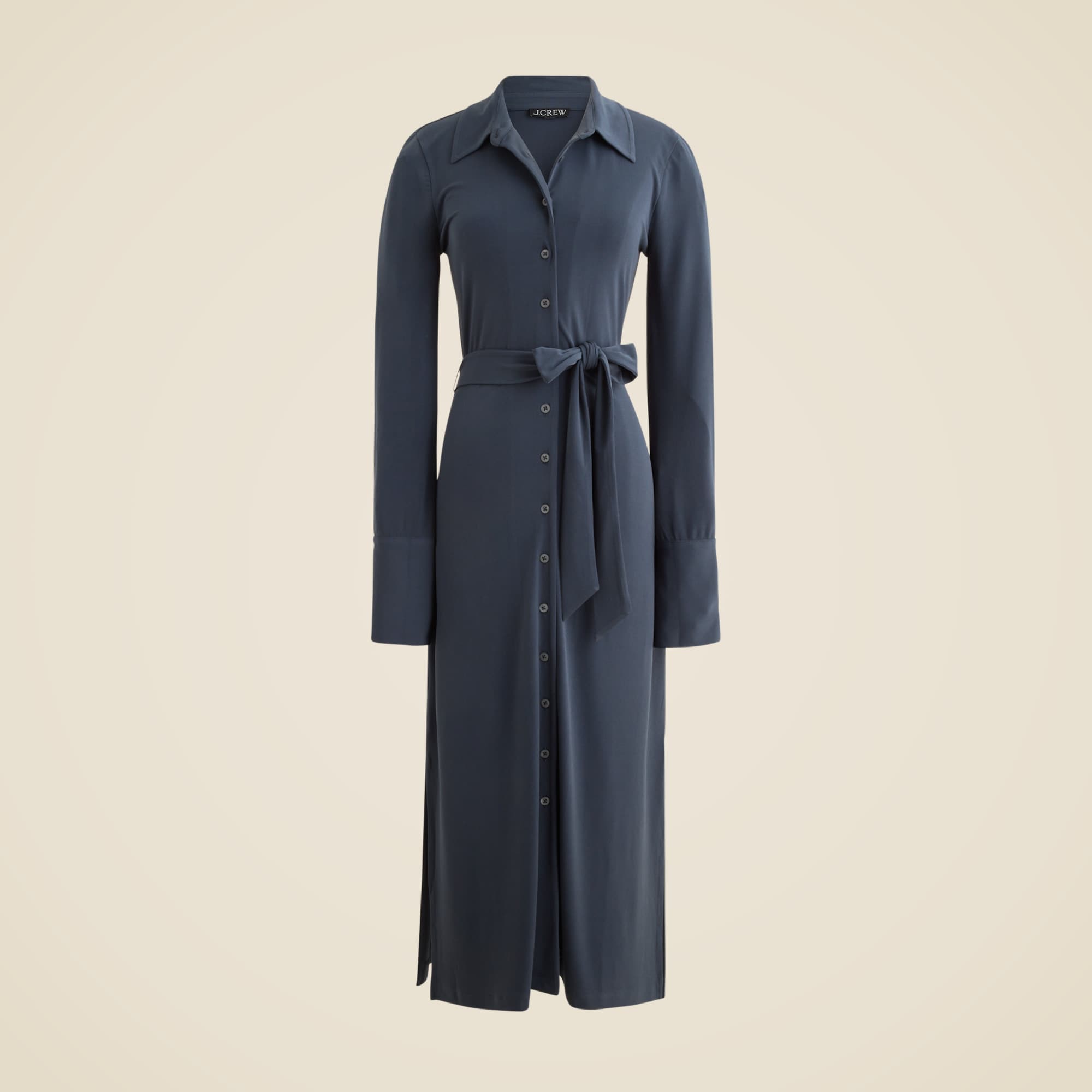 Midi shirt-dress in matte jersey