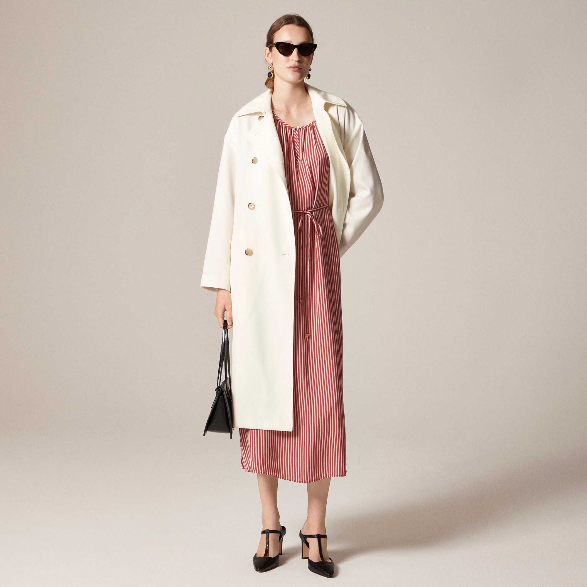 Drapey tie-waist dress in stripe