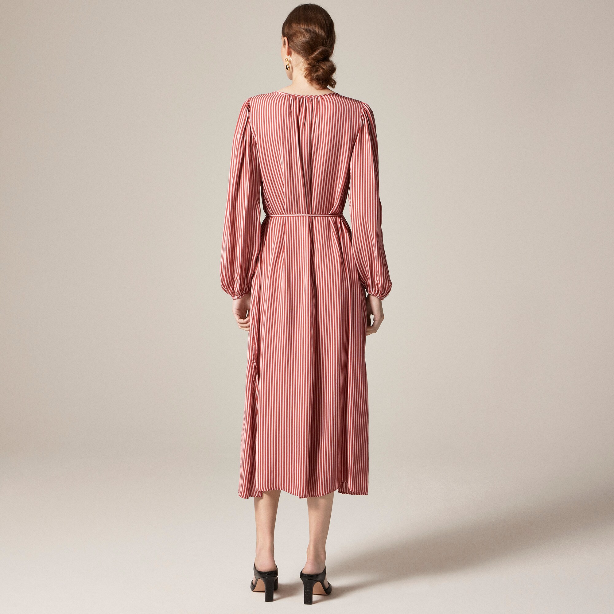 Drapey tie-waist dress in stripe