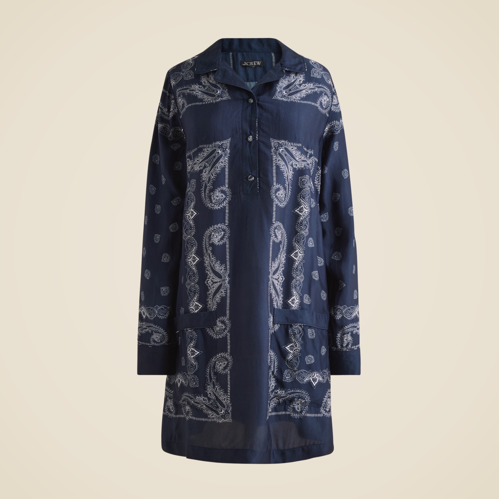 Relaxed-fit shirt-dress in bandana print