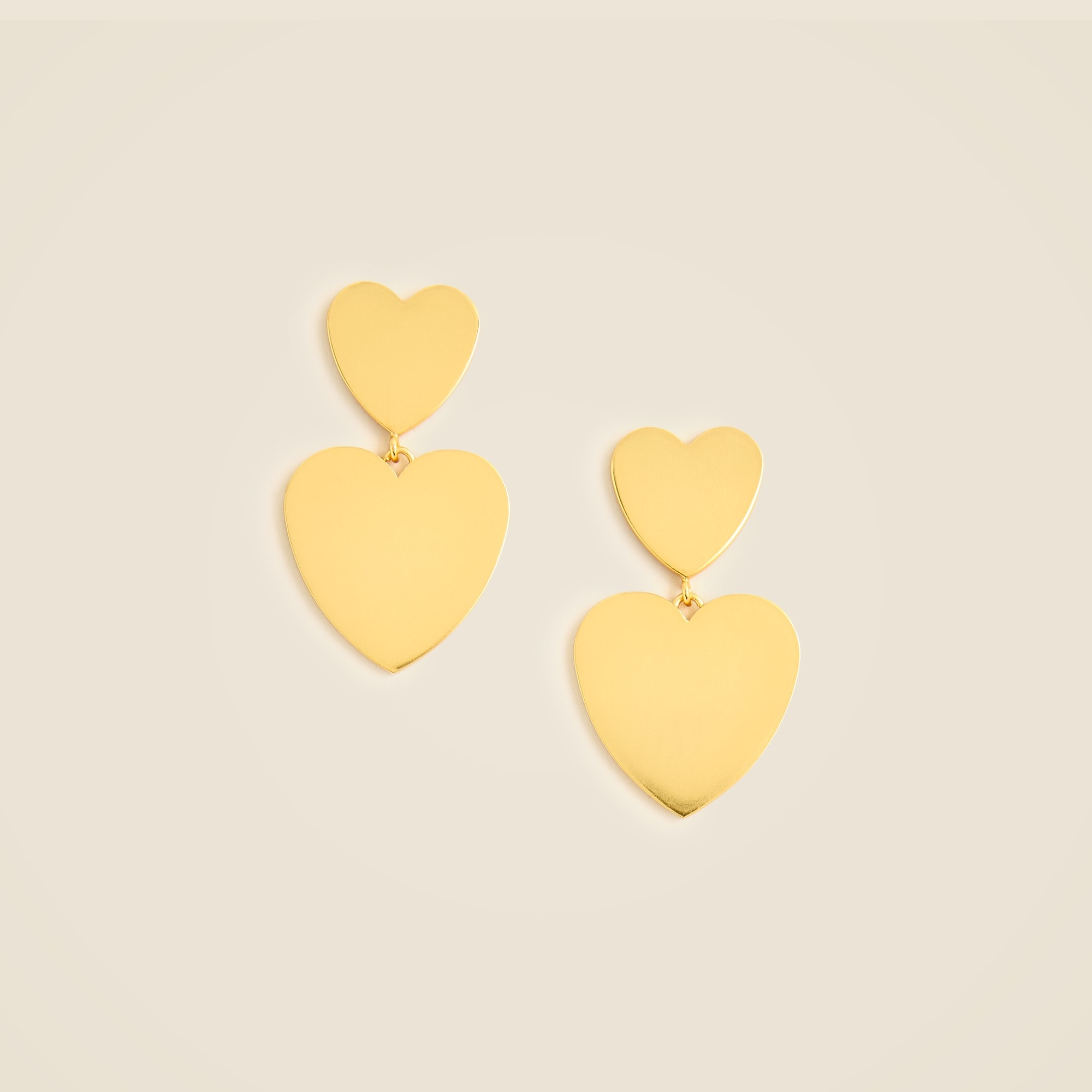 womens Double heart drop earrings