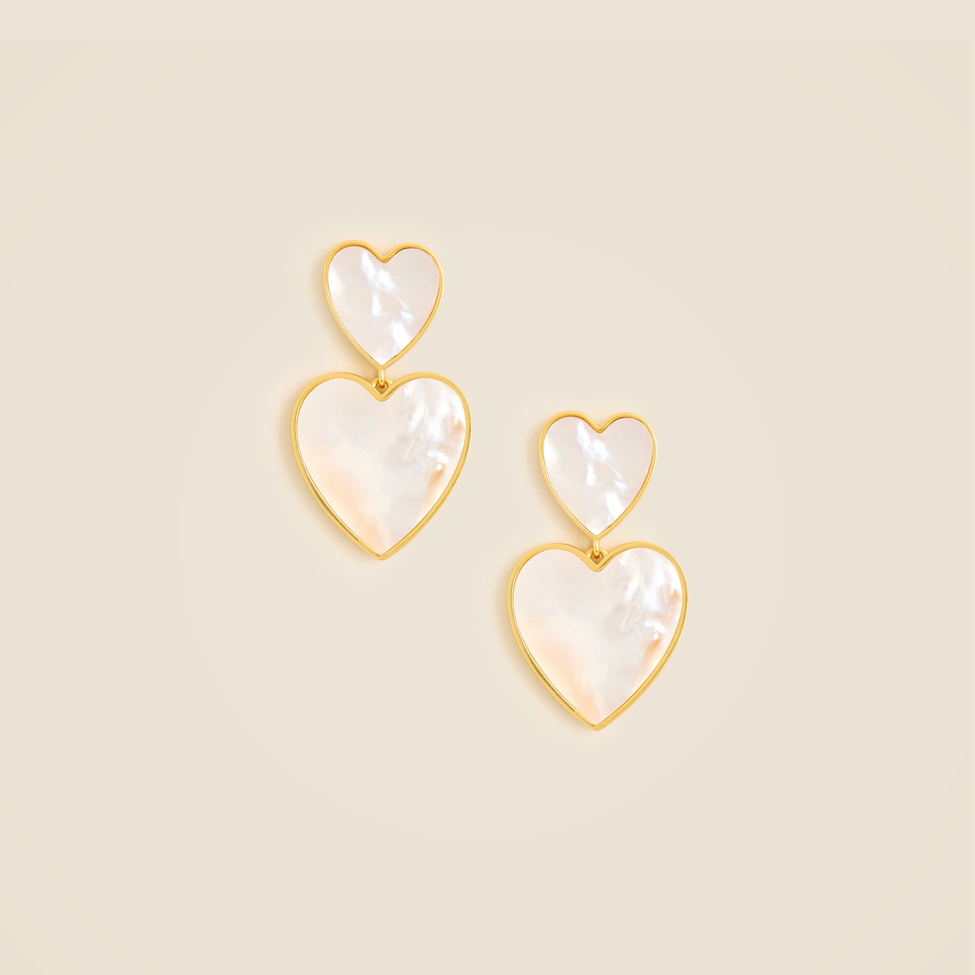 womens Double pearl heart drop earrings