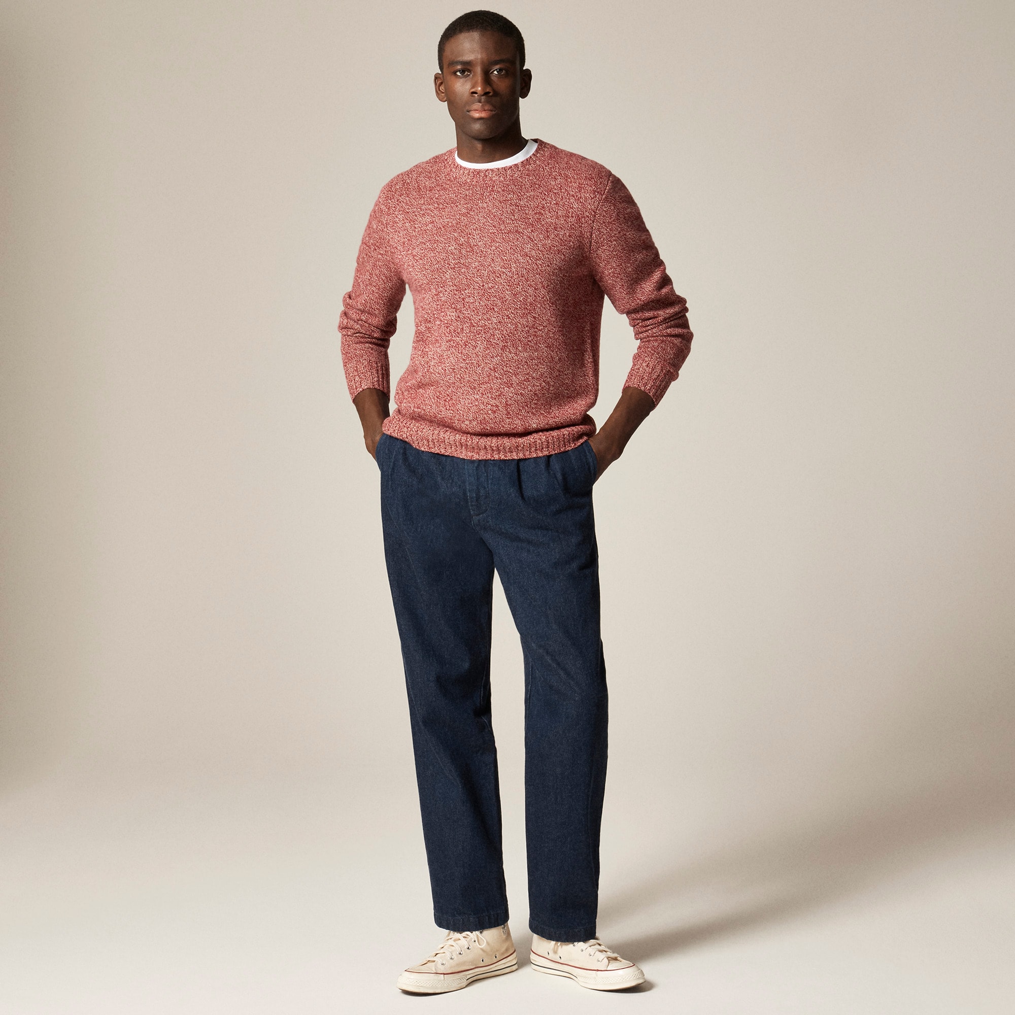Rugged merino wool-blend marled sweater