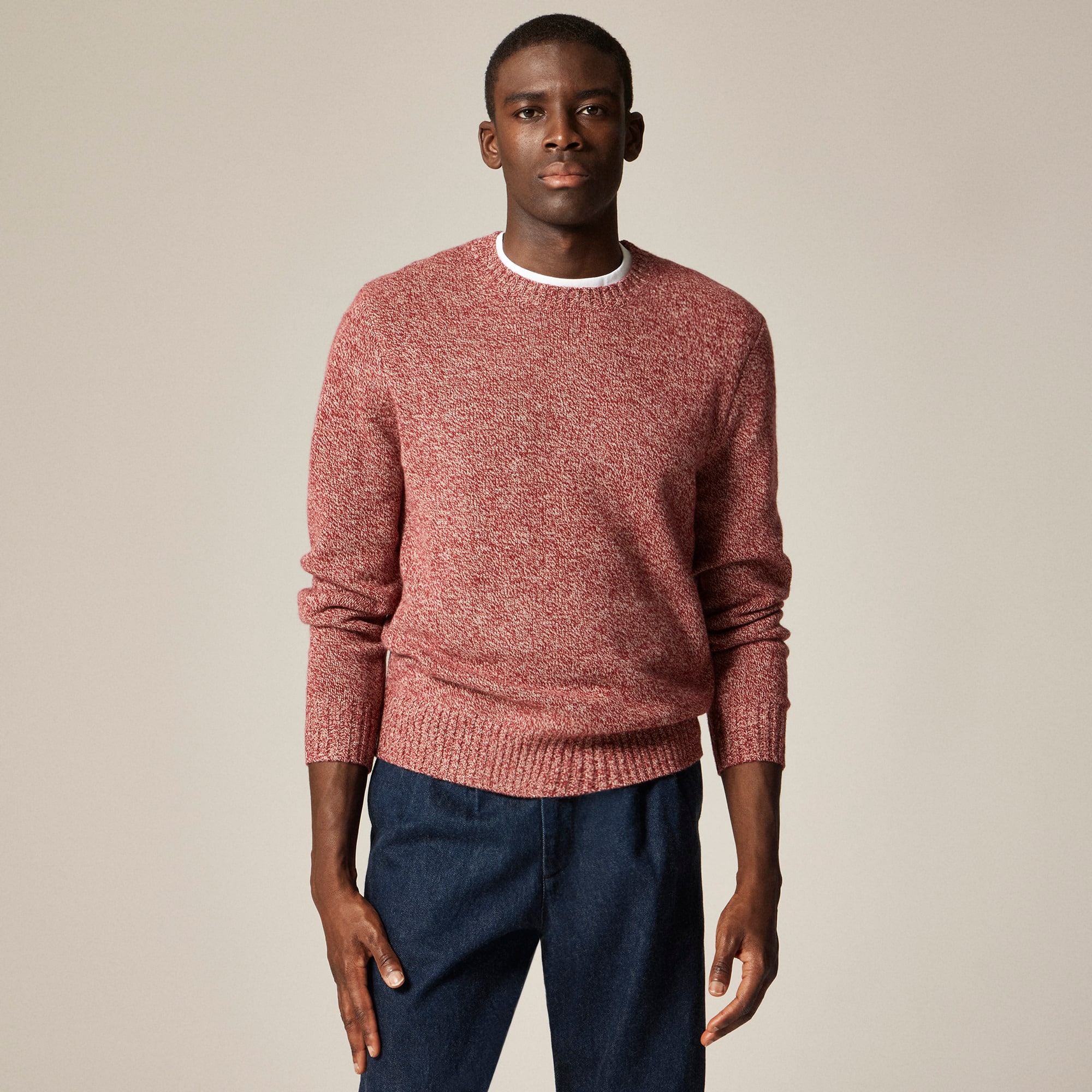  Rugged merino wool-blend marled sweater