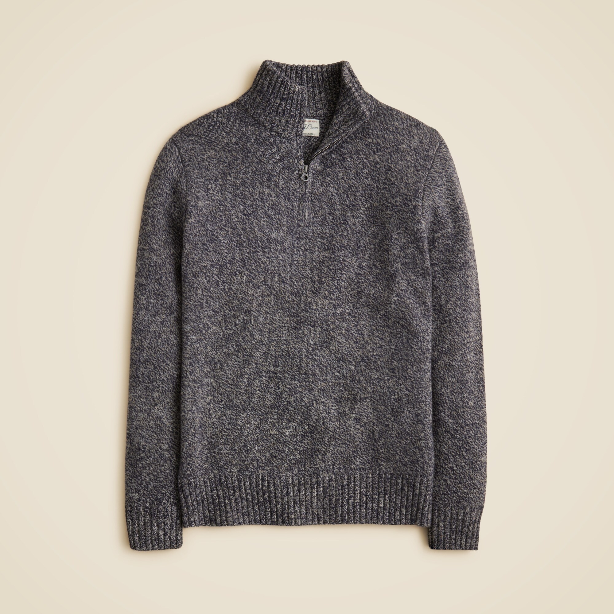  Rugged merino wool-blend marled quarter-zip sweater