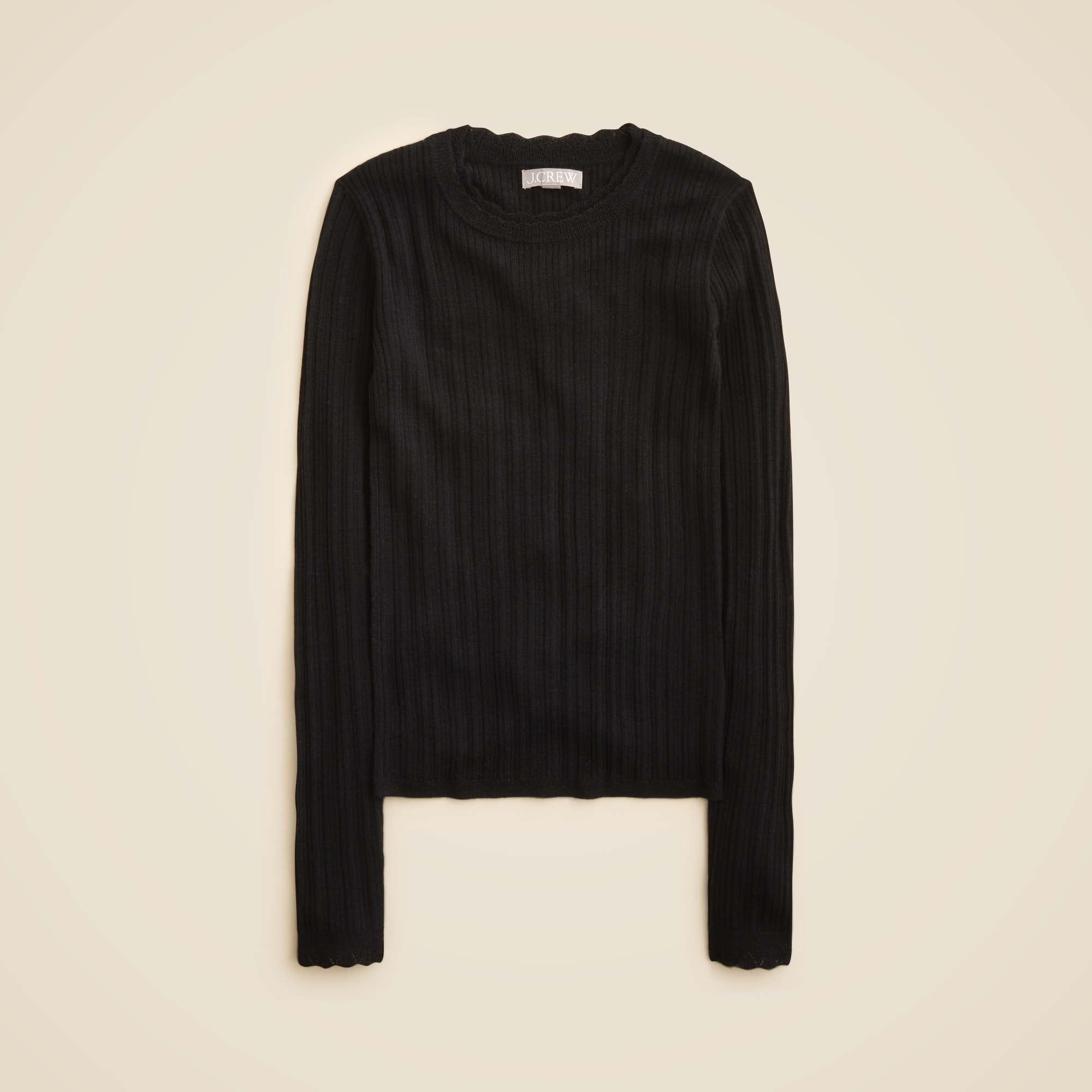 Layered pointelle sweater-tee in merino wool - thumbnail 7