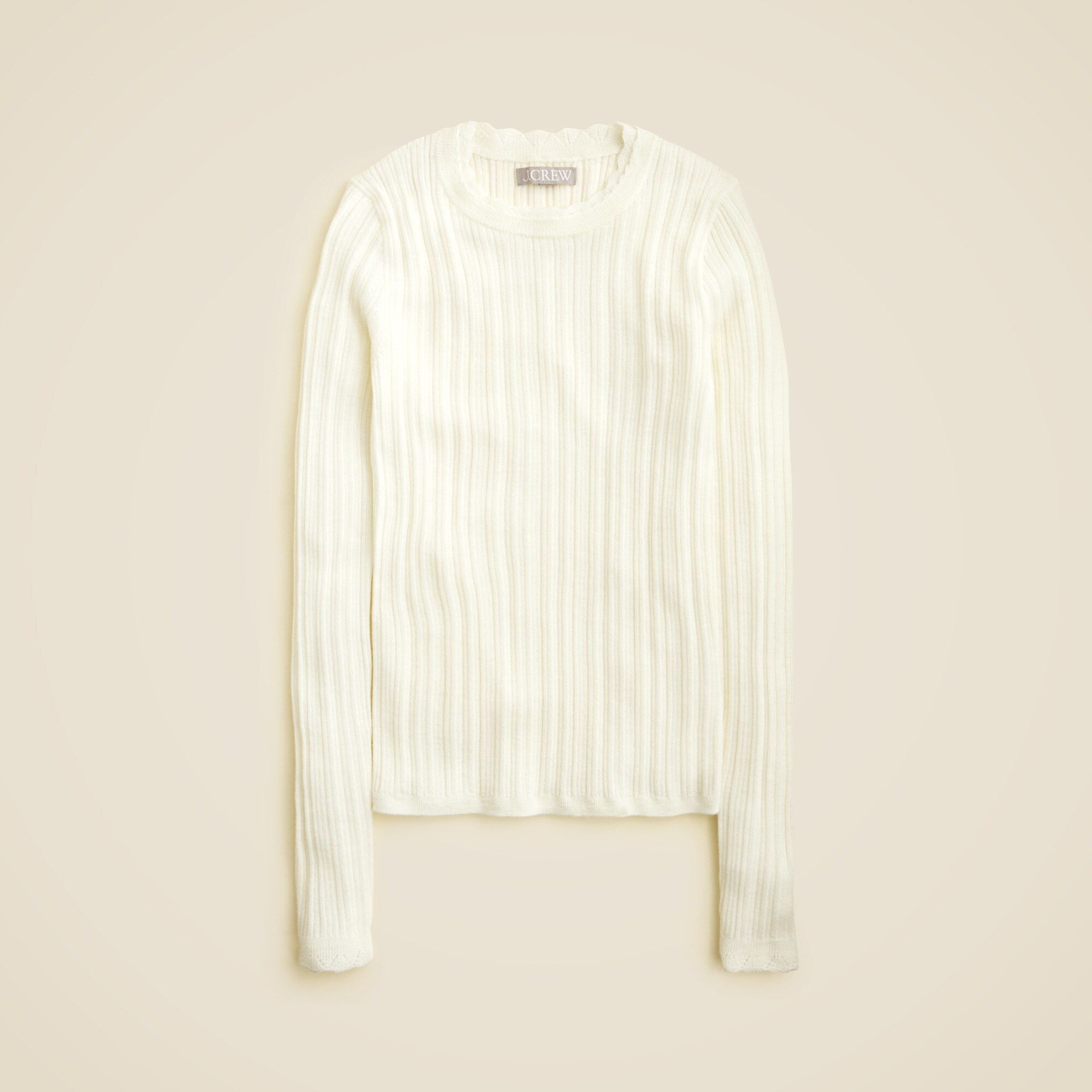 womens Layered pointelle sweater-tee in merino wool
