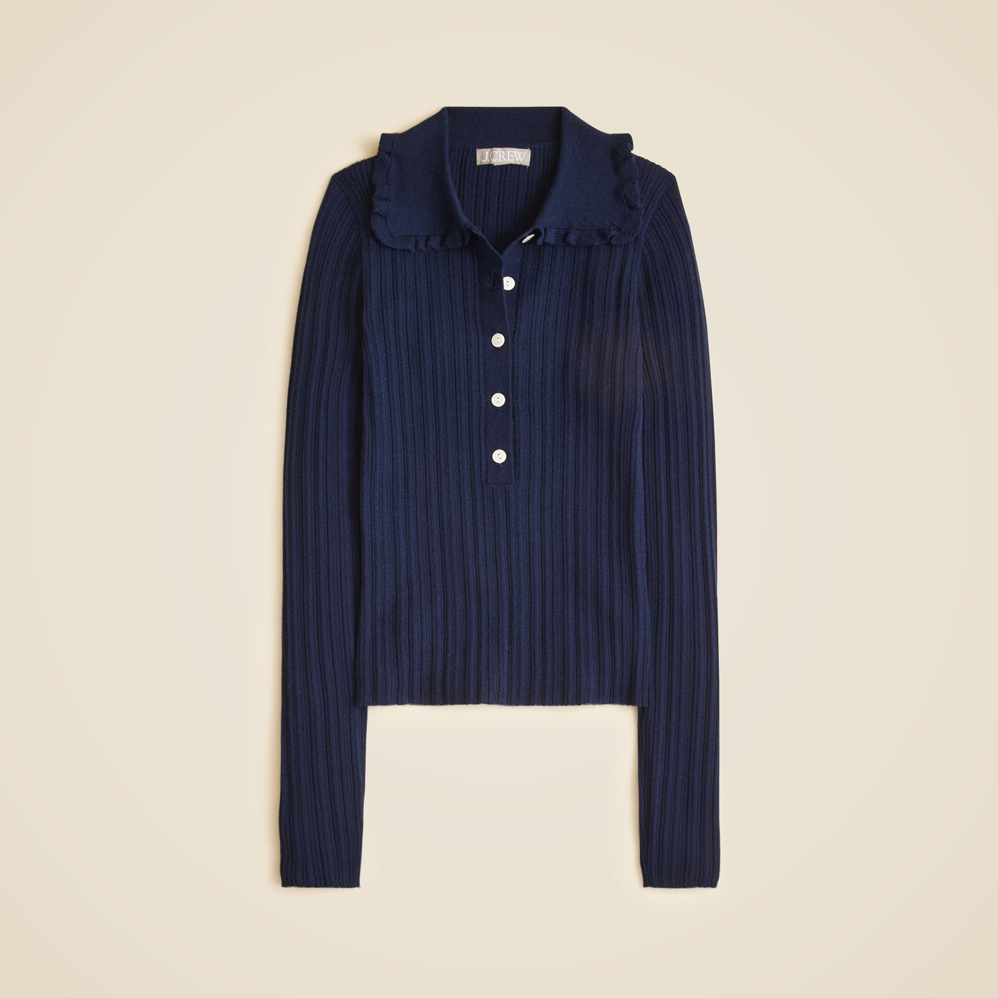  Ruffle-collar sweater-tee in merino wool