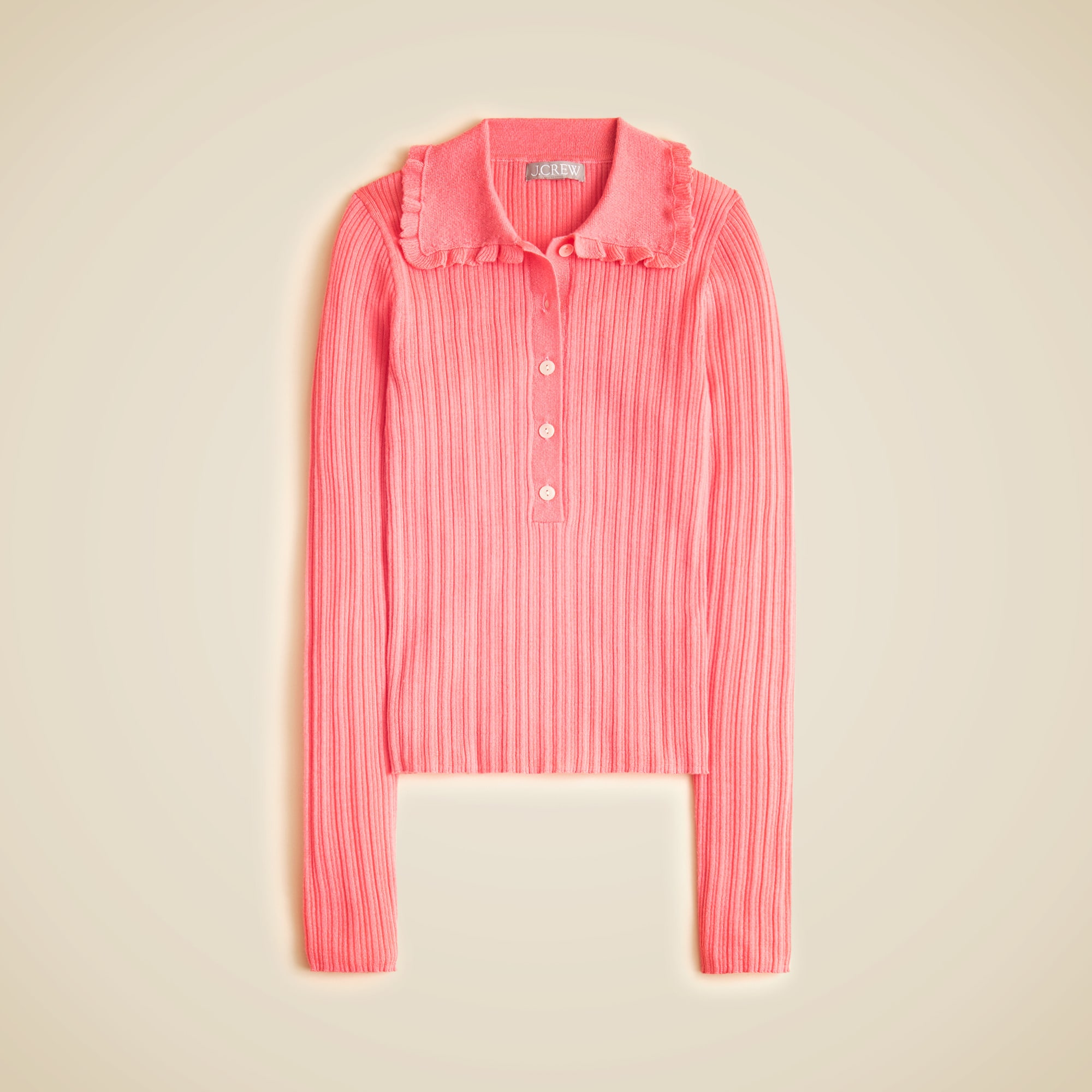 Ruffle-collar sweater-tee in merino wool