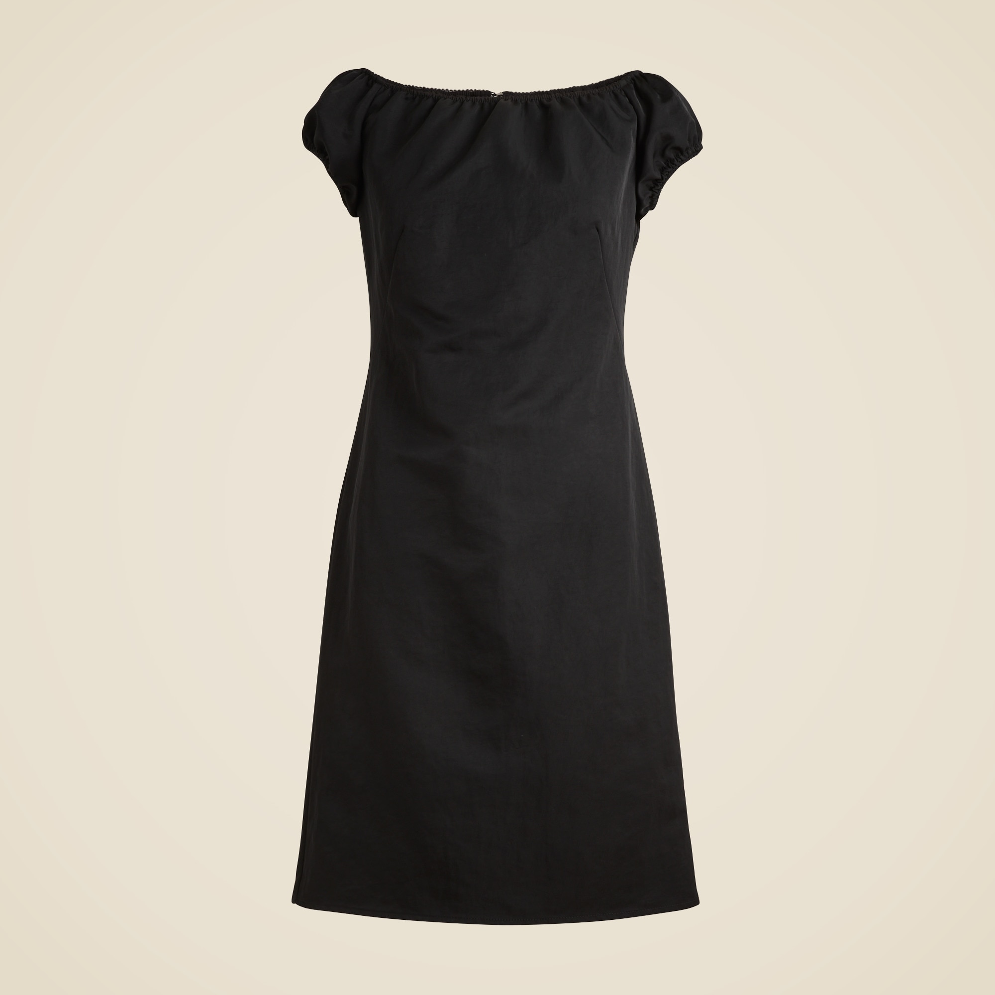Off-the-shoulder mini dress in textured nylon