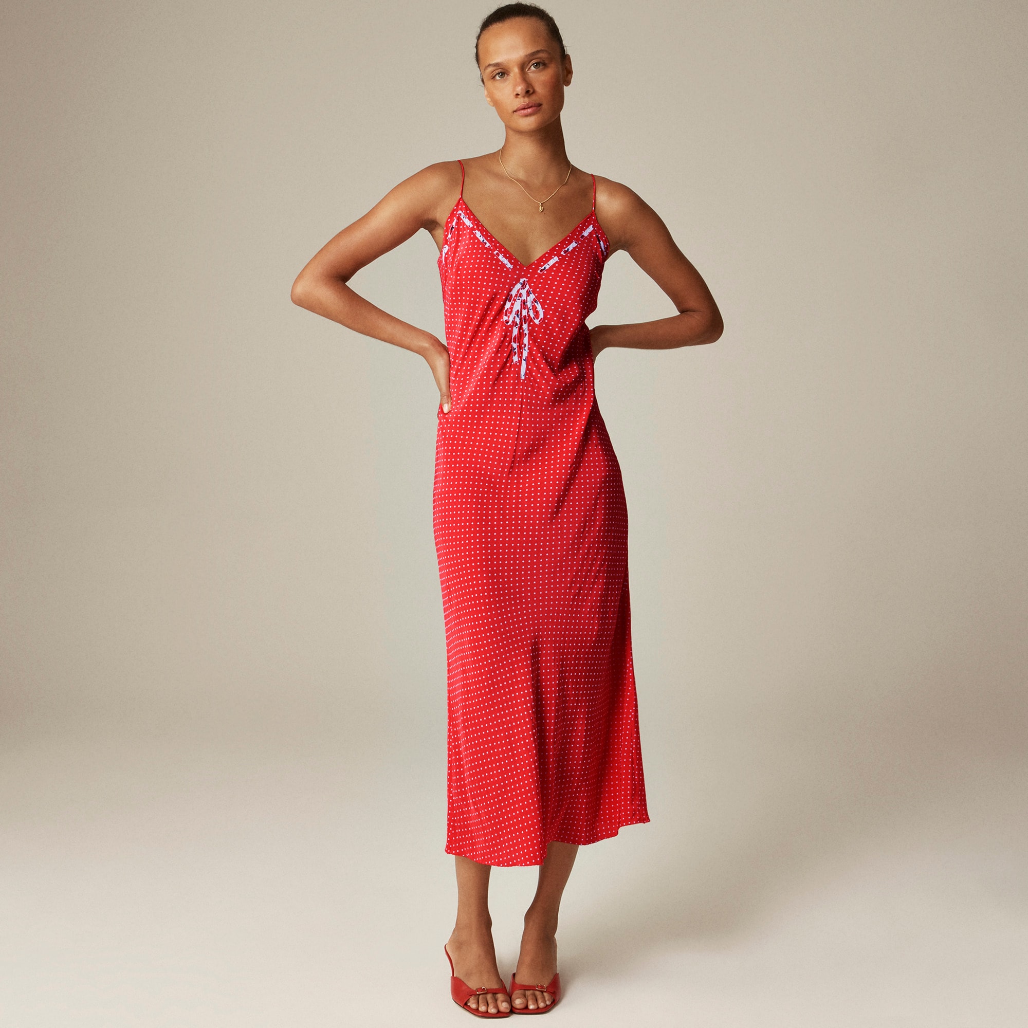 womens Rouje X J.Crew Swoon slip dress in polka dot