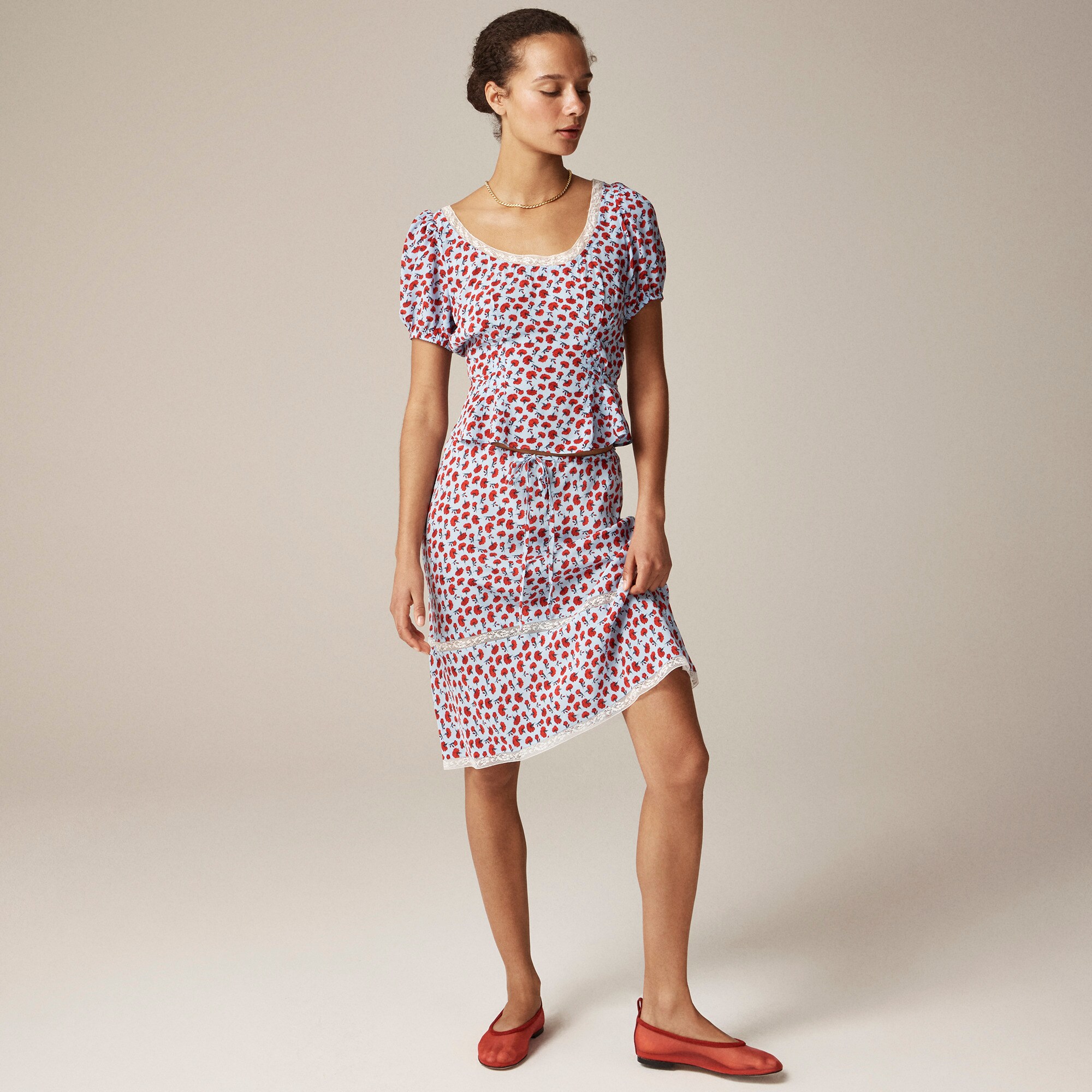  Rouje X J.Crew Po&egrave;me skirt in carnation print