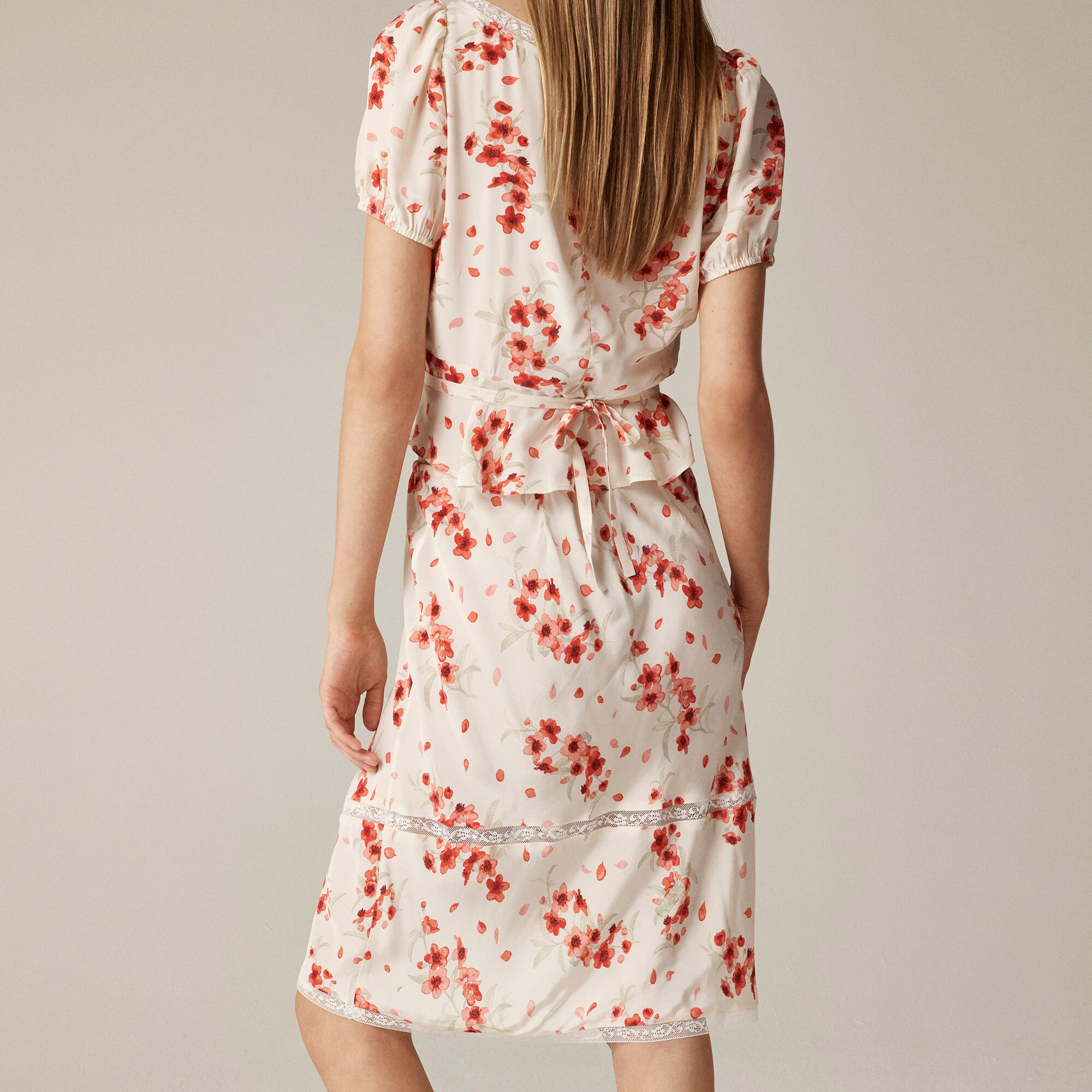 open lace back dress J .Crew Floral Tunic Dress red and blue XS