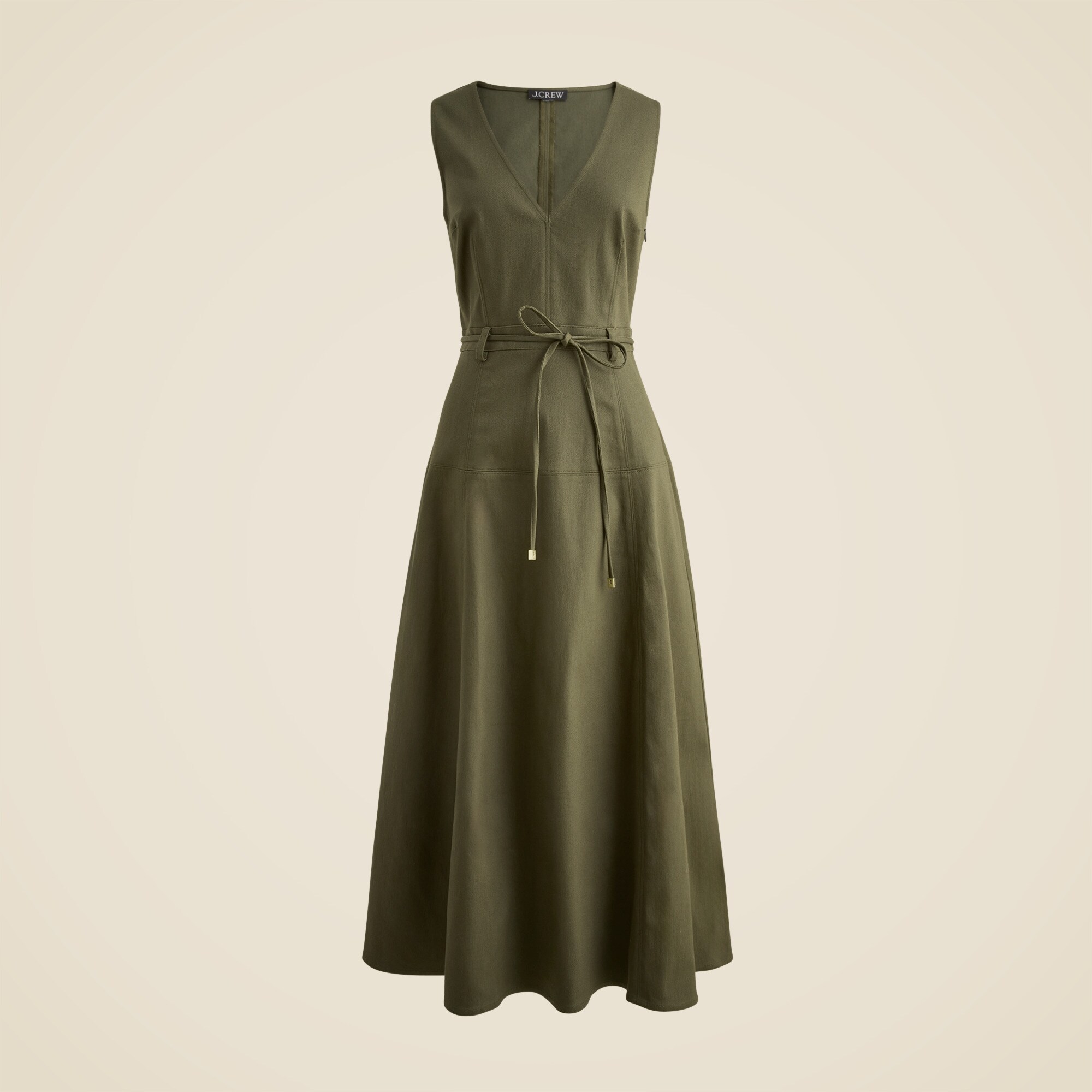 Seamed Tie-waist Dress In Tailored Twill For Women | J.Crew