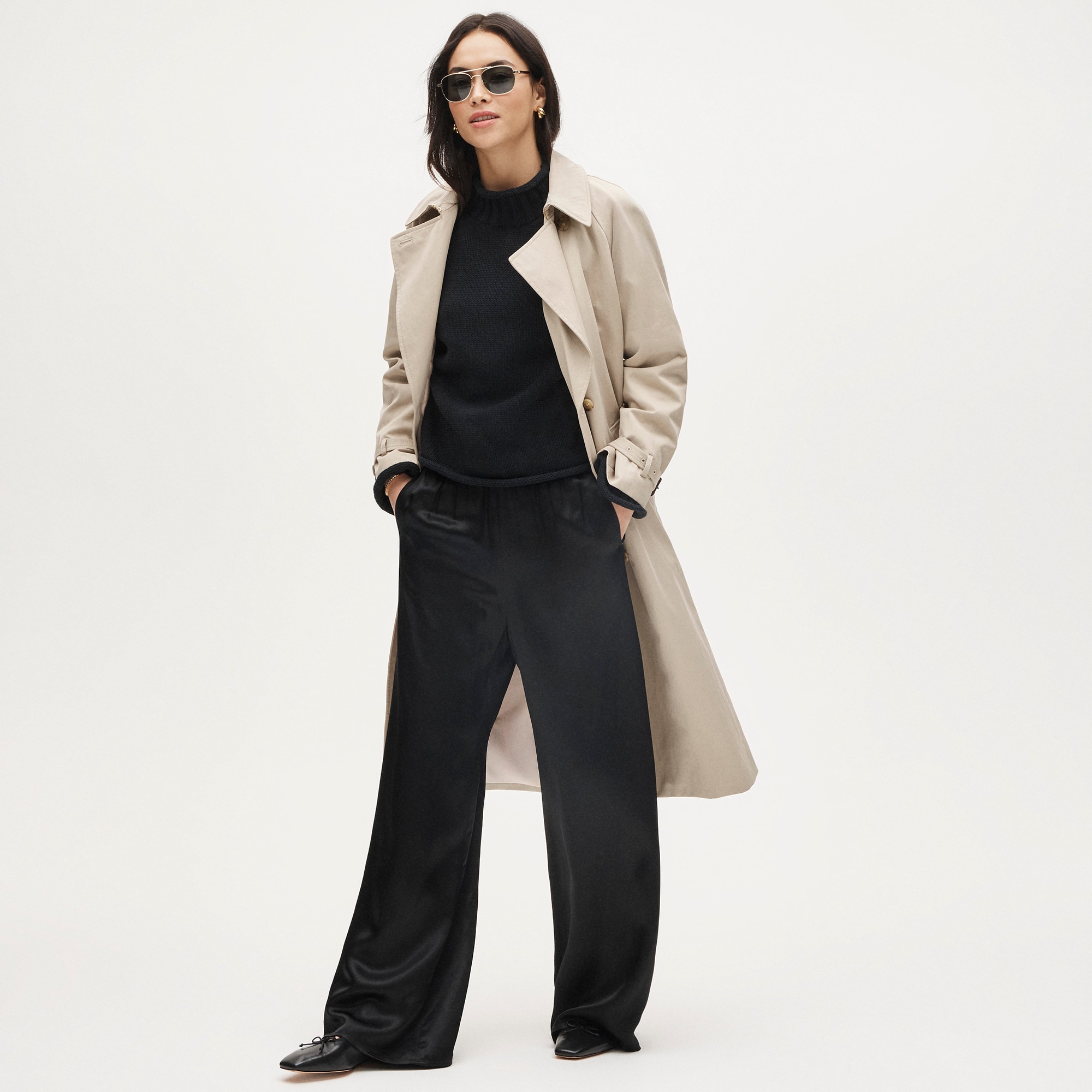 Petite Cosmo pant in luster charmeuse - Black