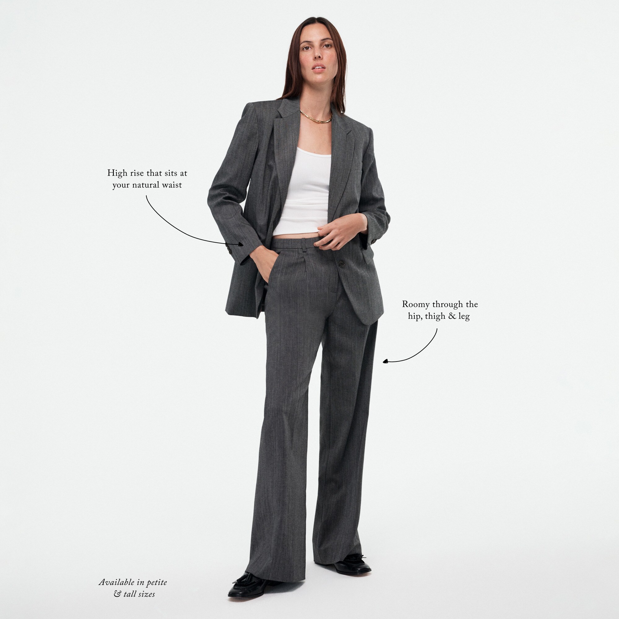 Essential wide-leg pant in Italian studio wool blend