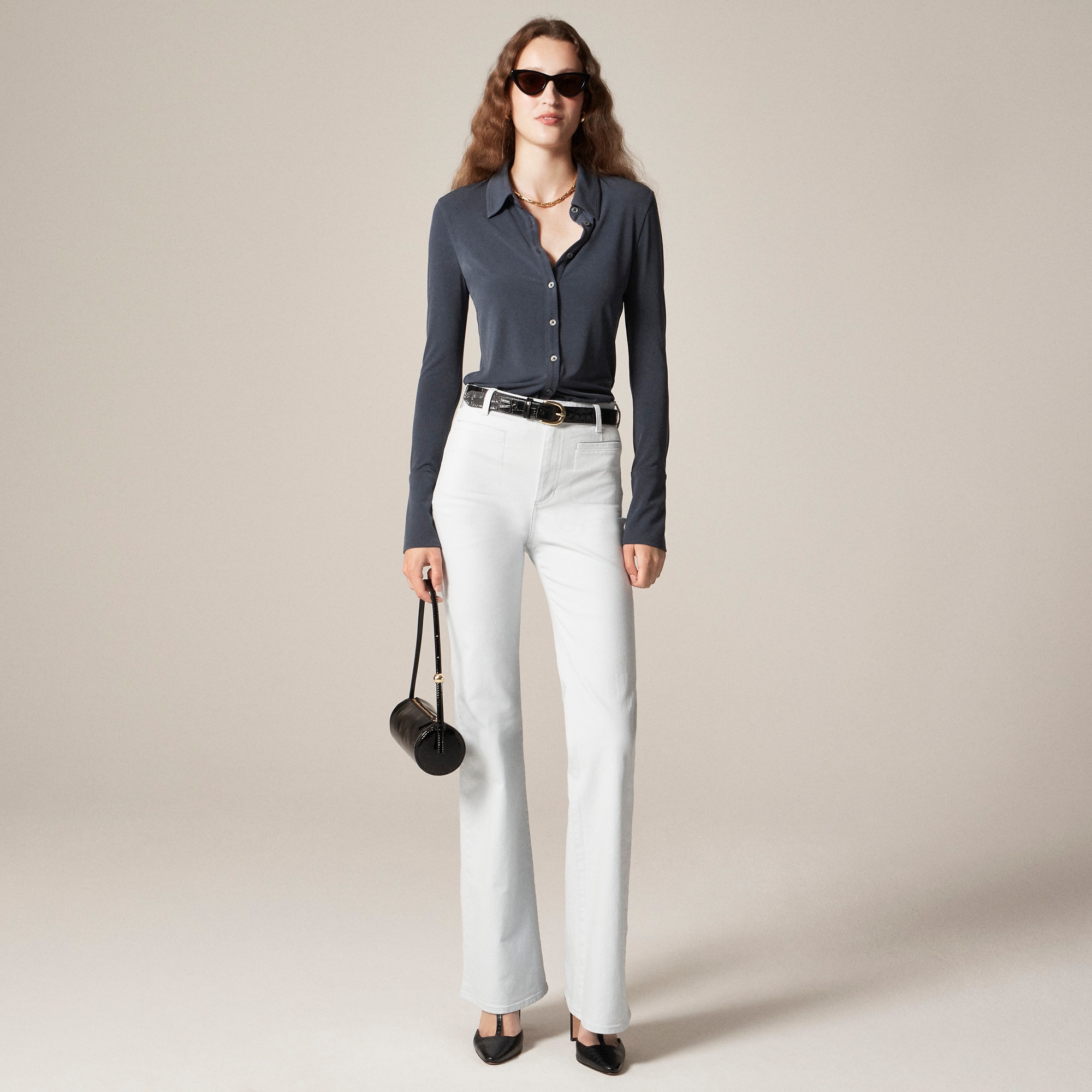 Vintage flare pant in washed twill - image 2