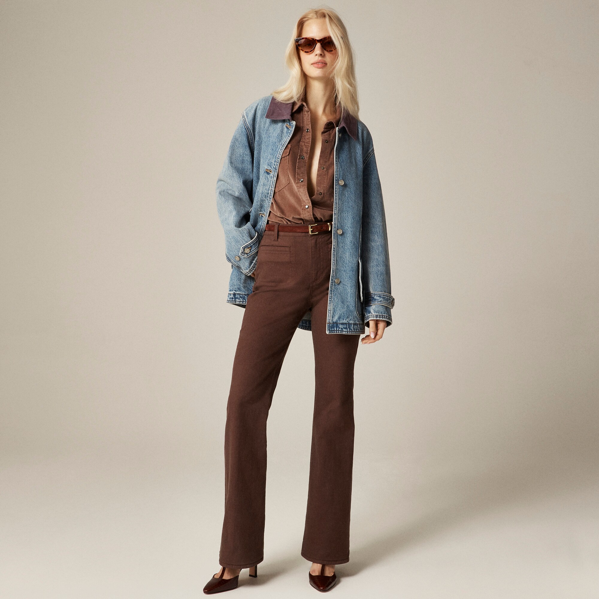 womens Vintage flare pant in washed twill