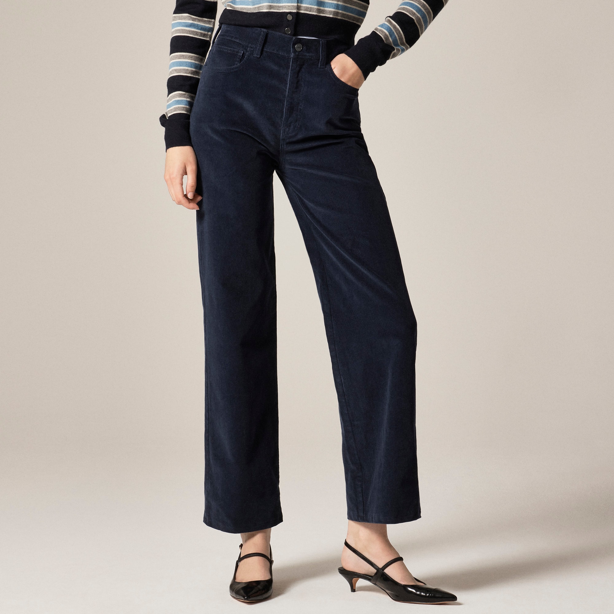 Petite slim-wide pant in corduroy