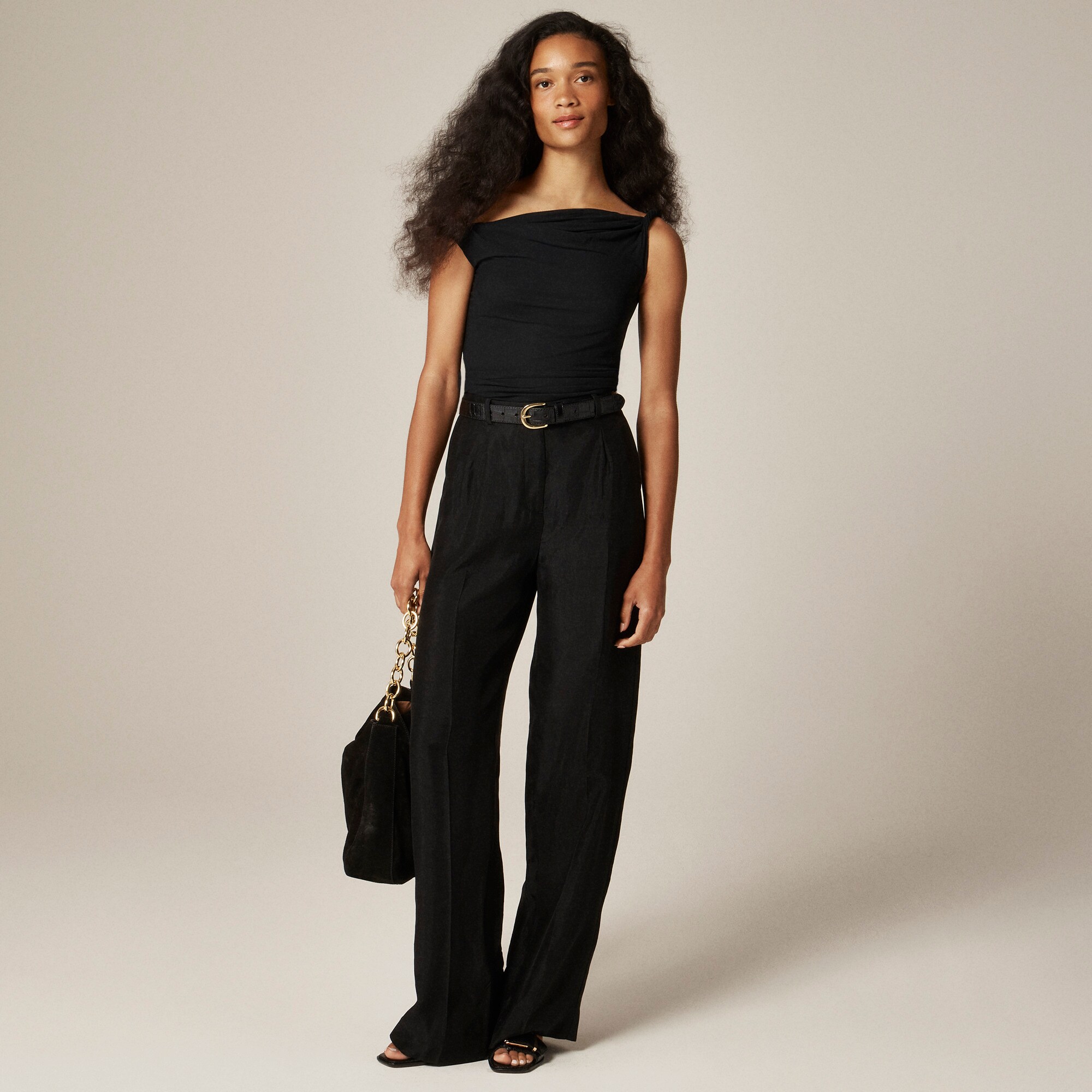 Essential Wide-leg Pant In Textured Satin For Women