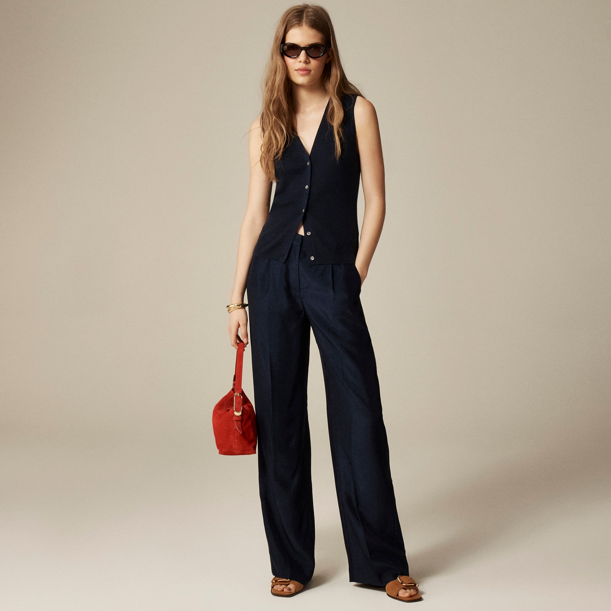 Essential wide-leg pant in textured satin - image 2