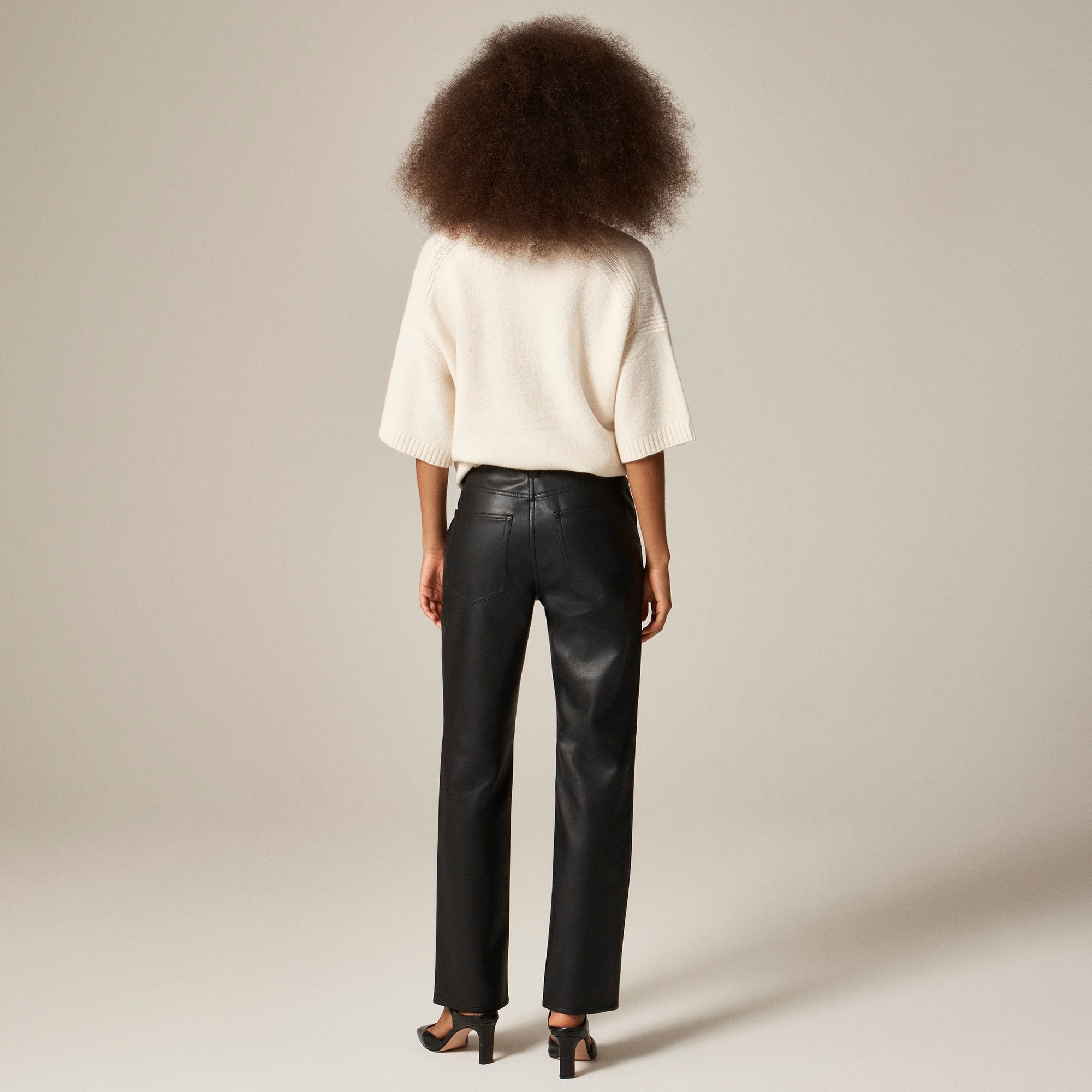 Nipped straight pant in faux leather