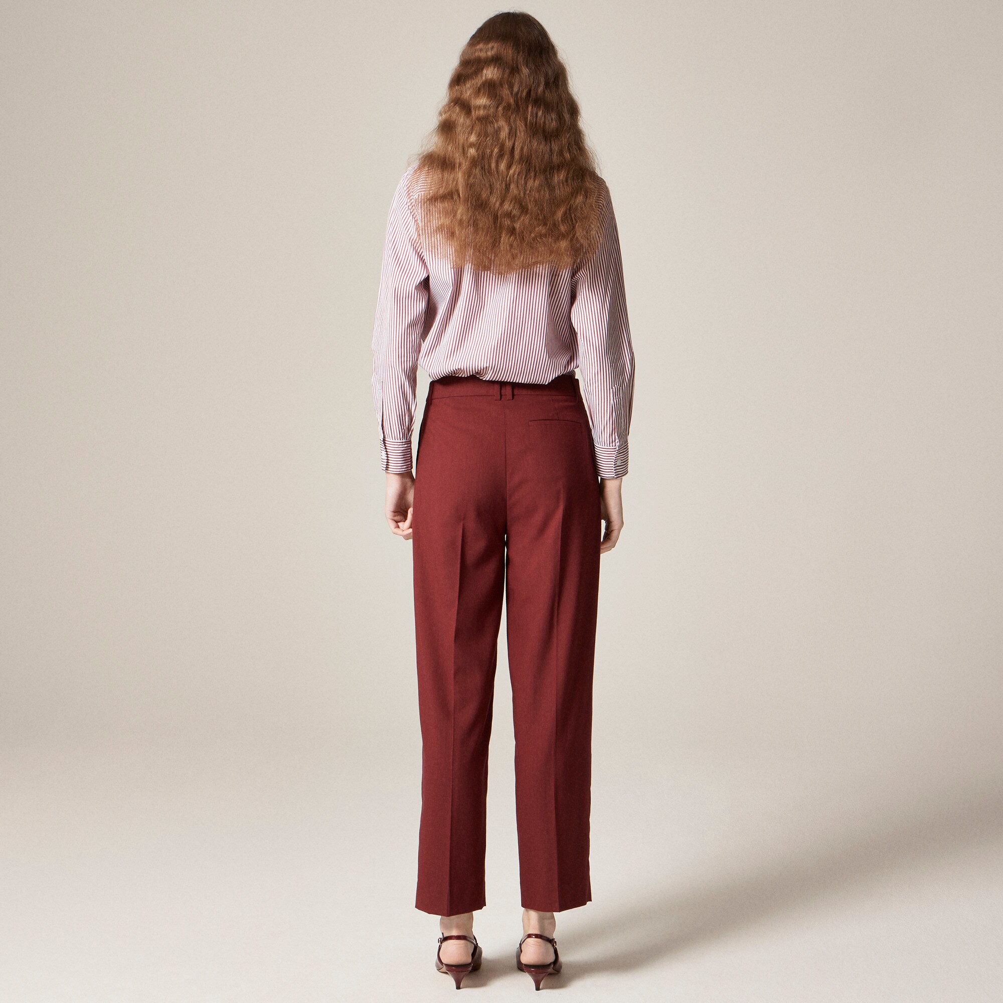 Petite pleated tapered pant in Italian gauzy wool blend