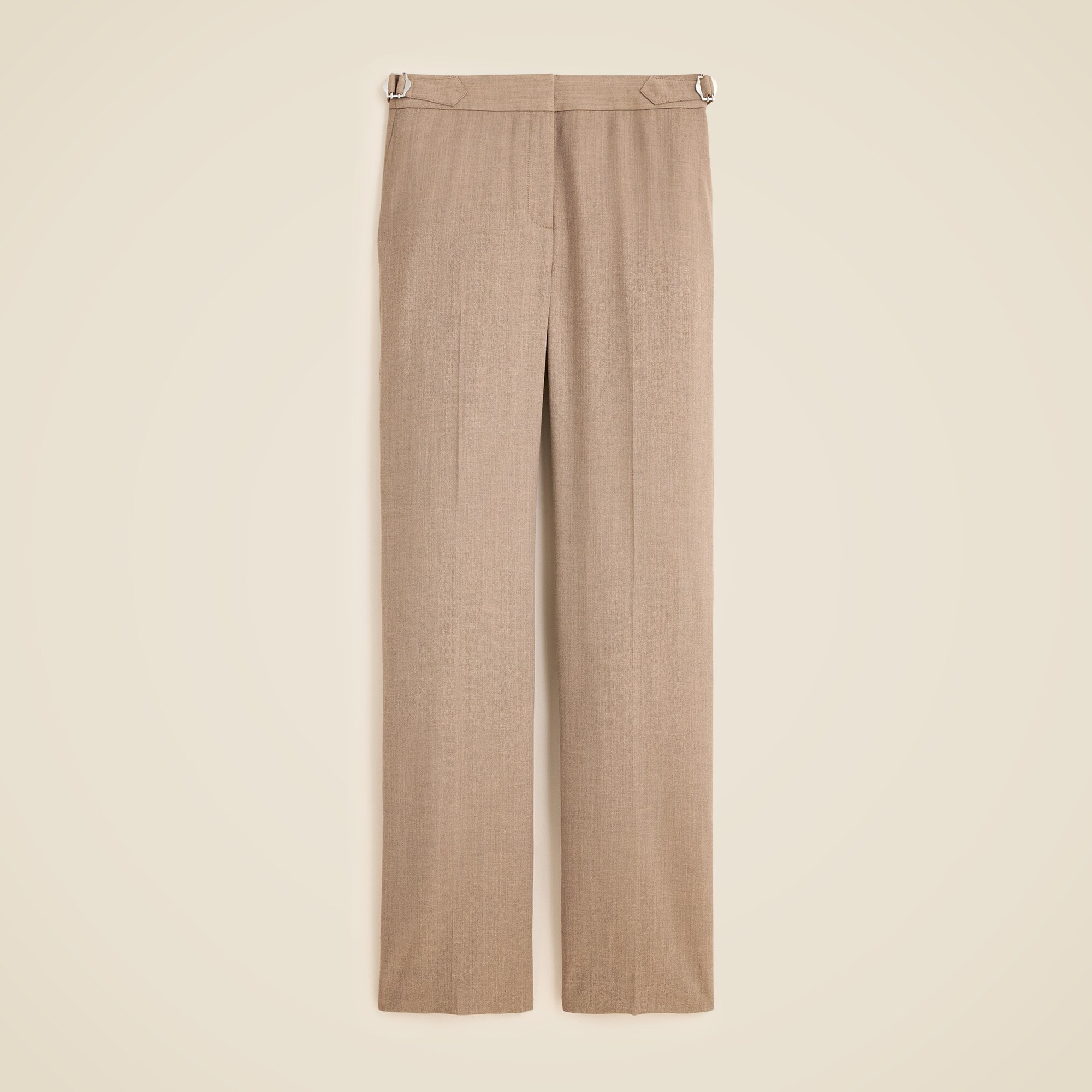 Side-tab Trouser In Herringbone Italian Gauzy Wool Blend For Women