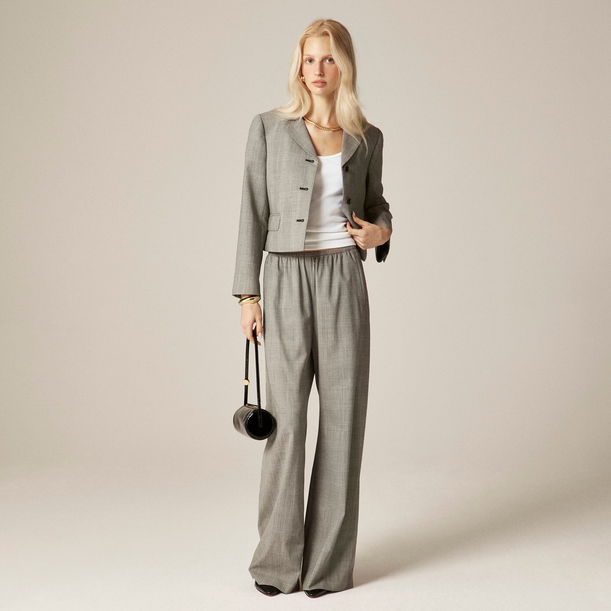  Cosmo pant in plaid Italian gauzy wool blend