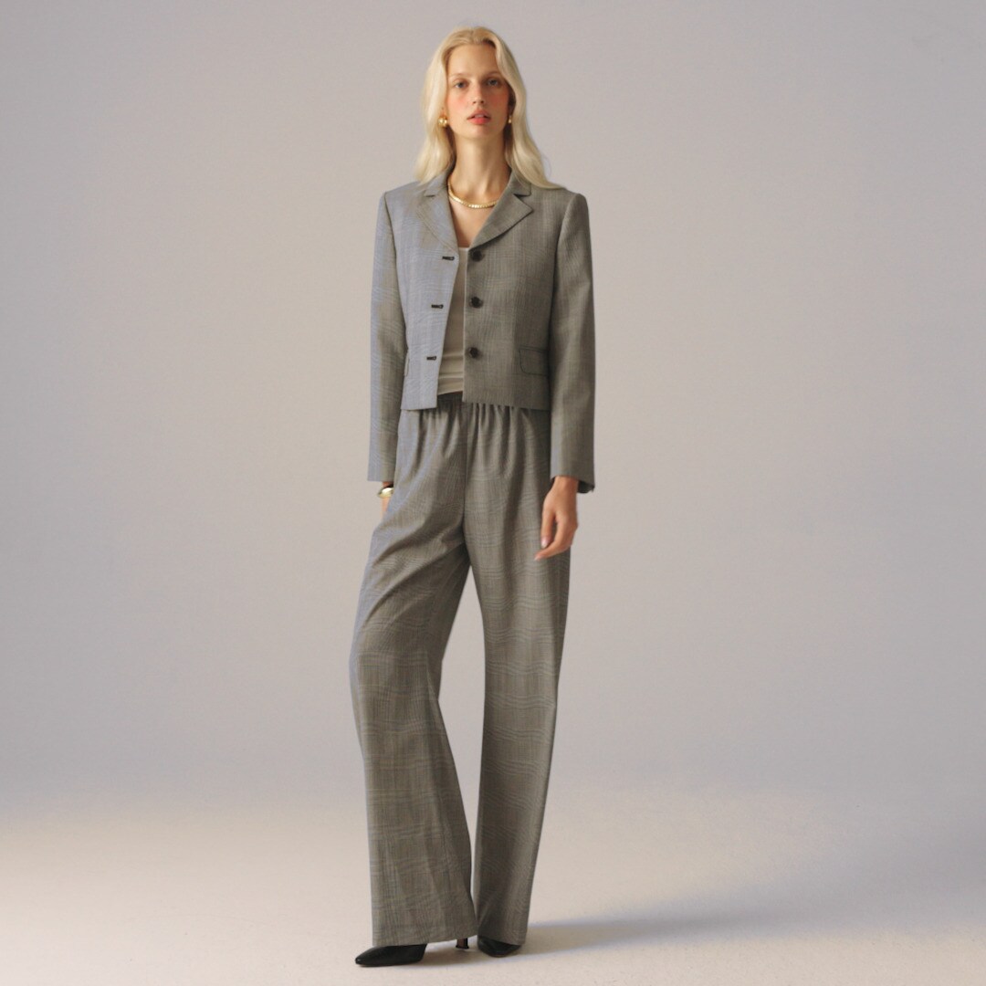 Cosmo pant in plaid Italian gauzy wool blend