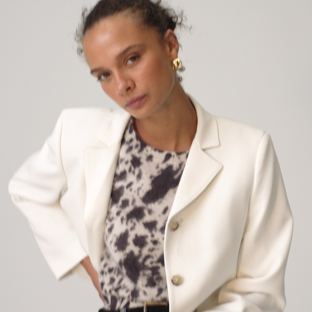 Cropped lady blazer in four-season stretch