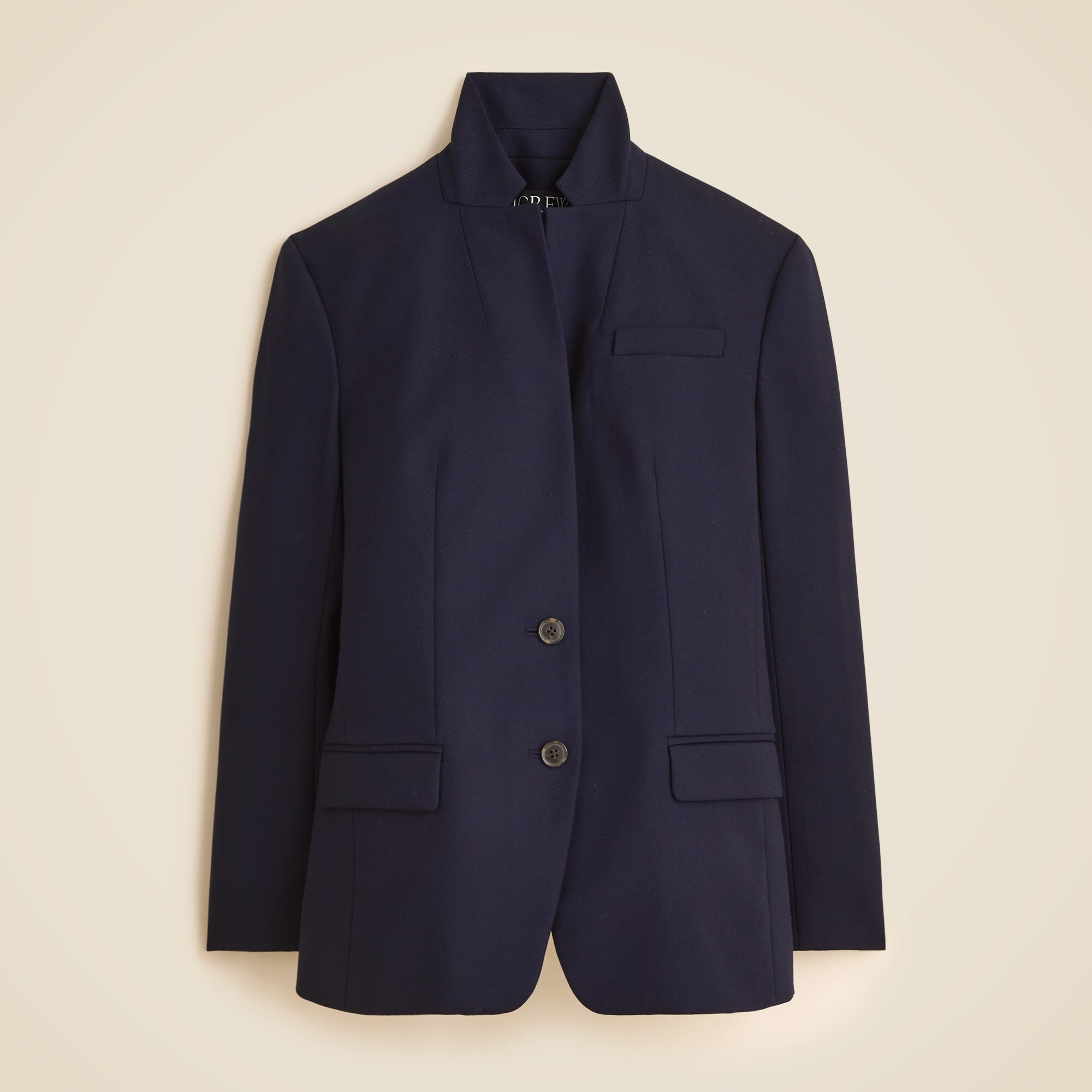  Standing collar blazer in wool-blend flannel