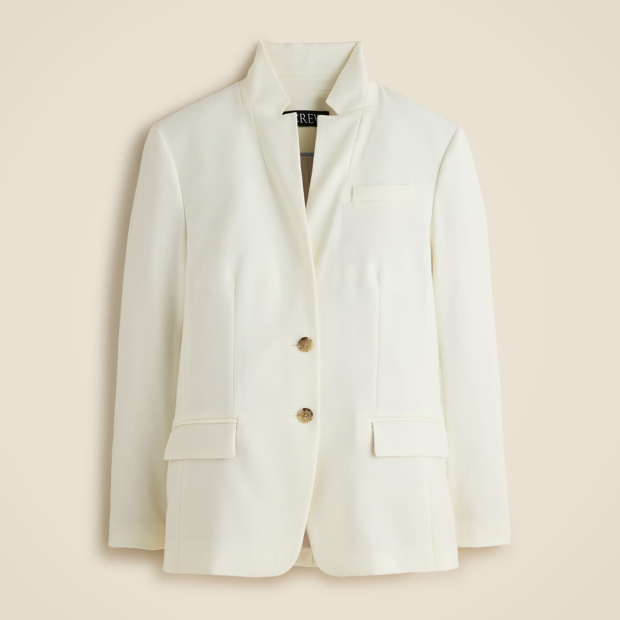 Standing collar blazer in wool-blend flannel