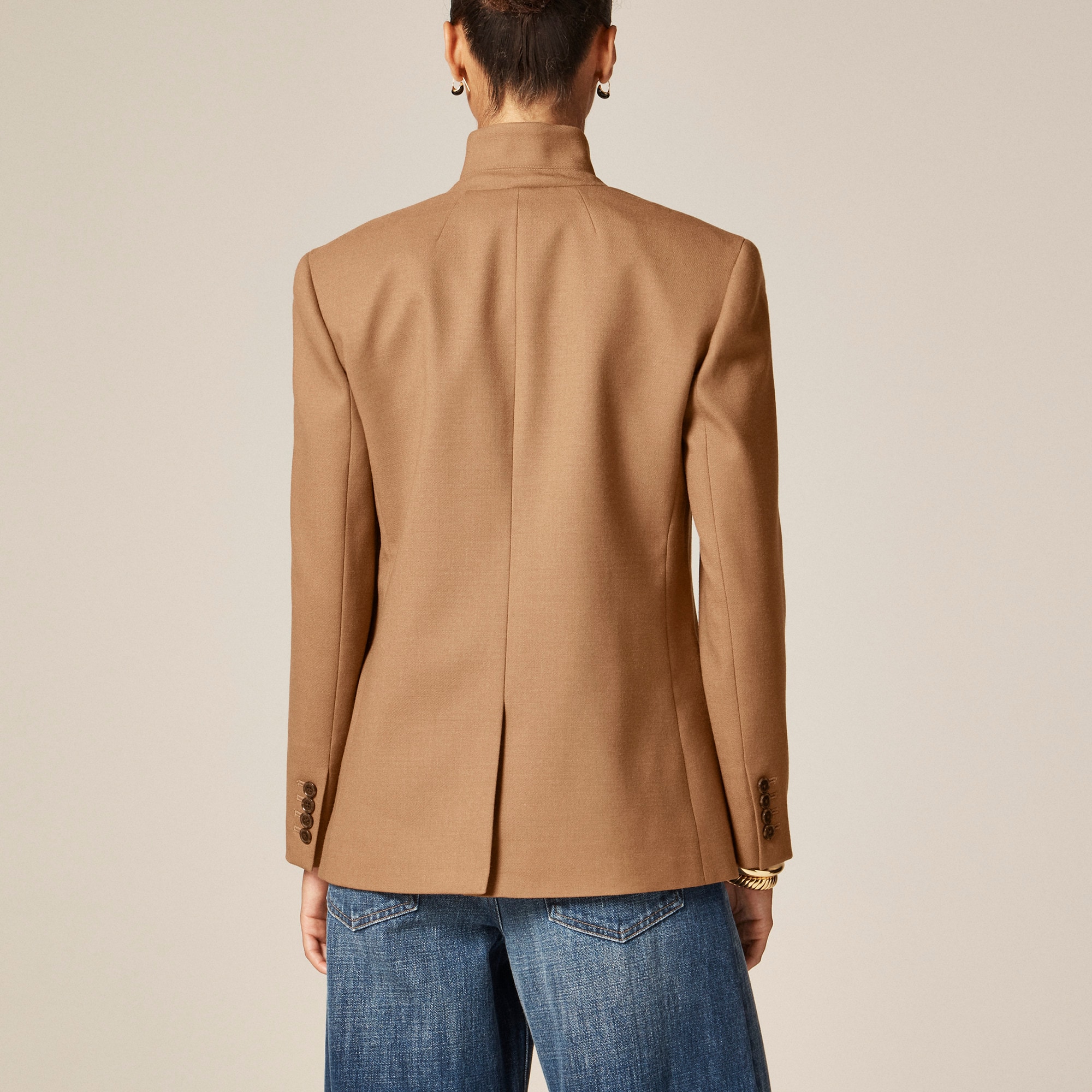 Standing collar blazer in wool-blend flannel - image 5