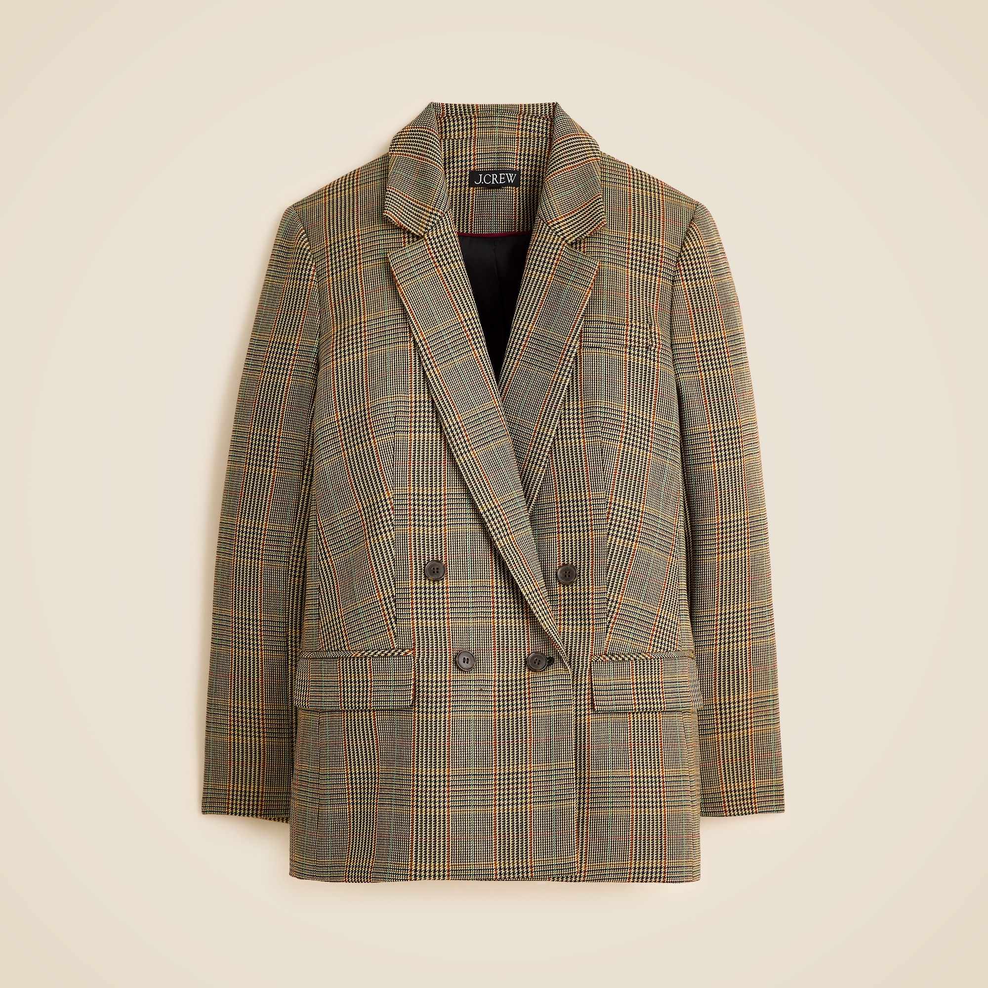 Double-breasted blazer in glen plaid wool