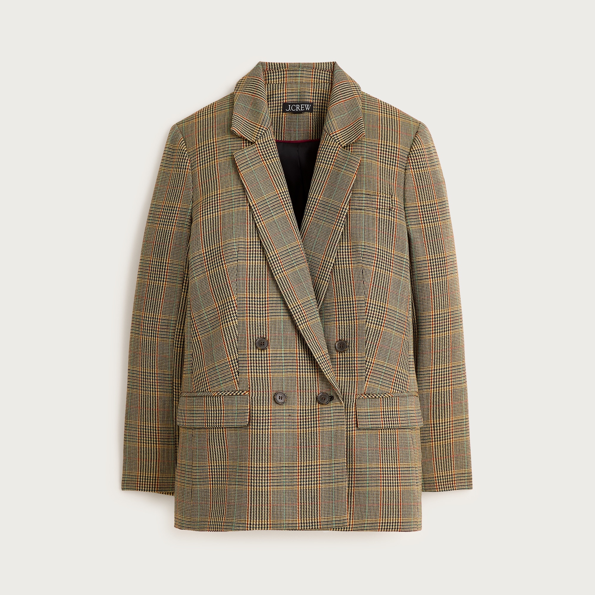 Double-breasted blazer in glen plaid wool