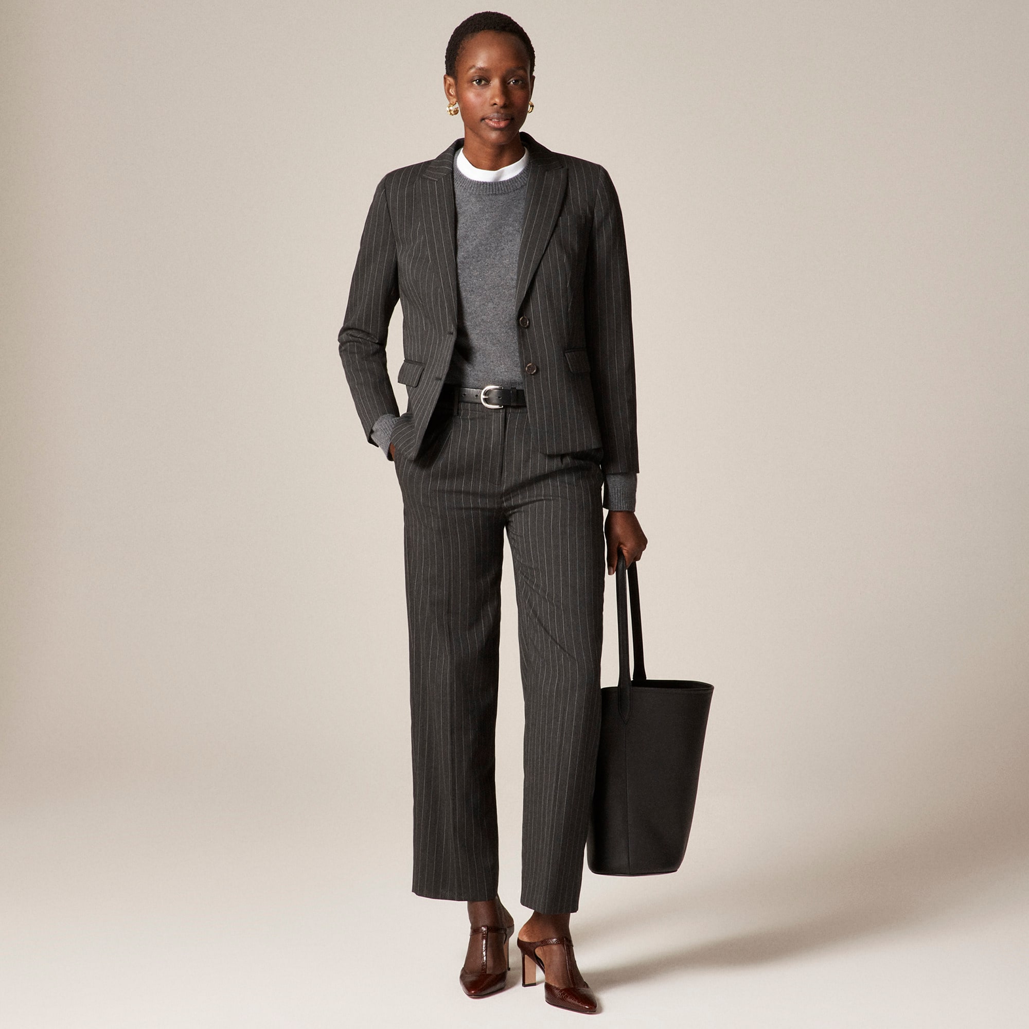 &Eacute;cole blazer in striped Italian gauzy wool blend - image 2