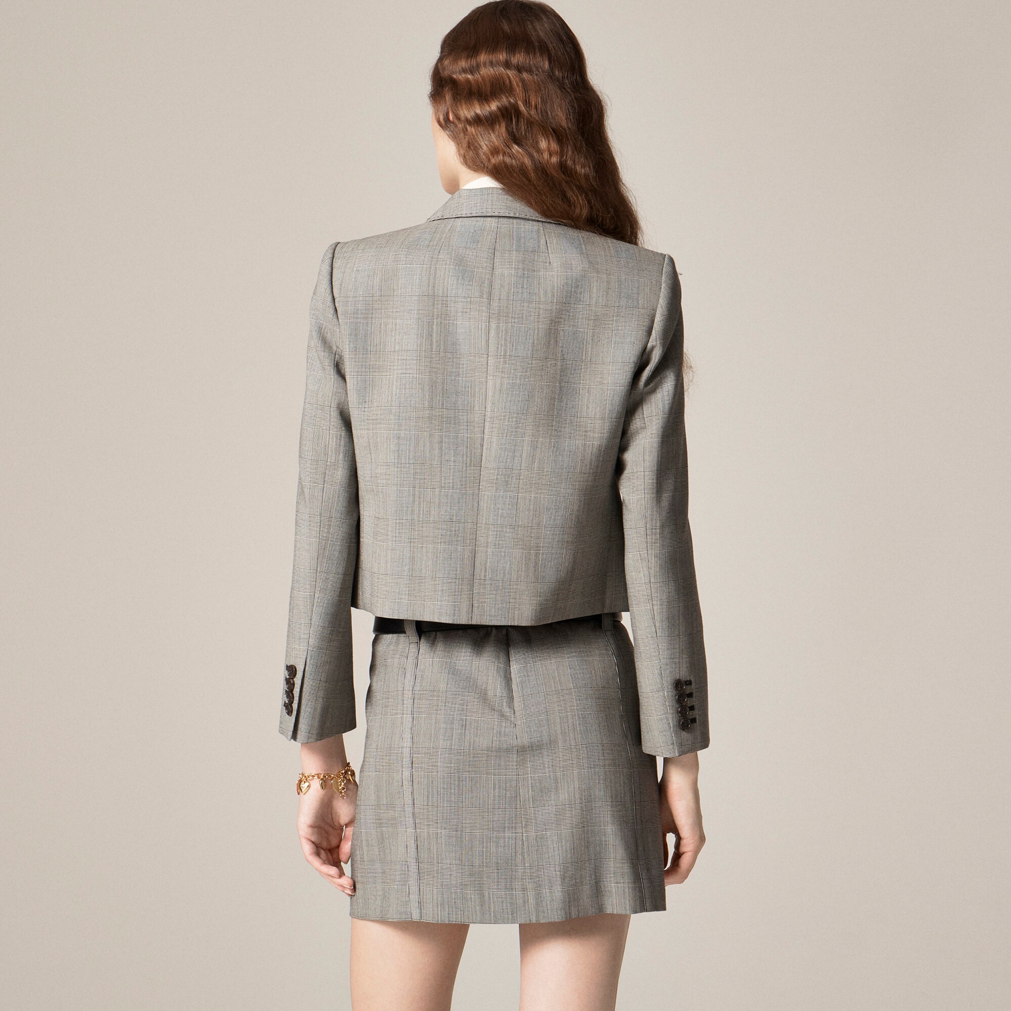 Shrunken-fit blazer in plaid Italian gauzy wool blend