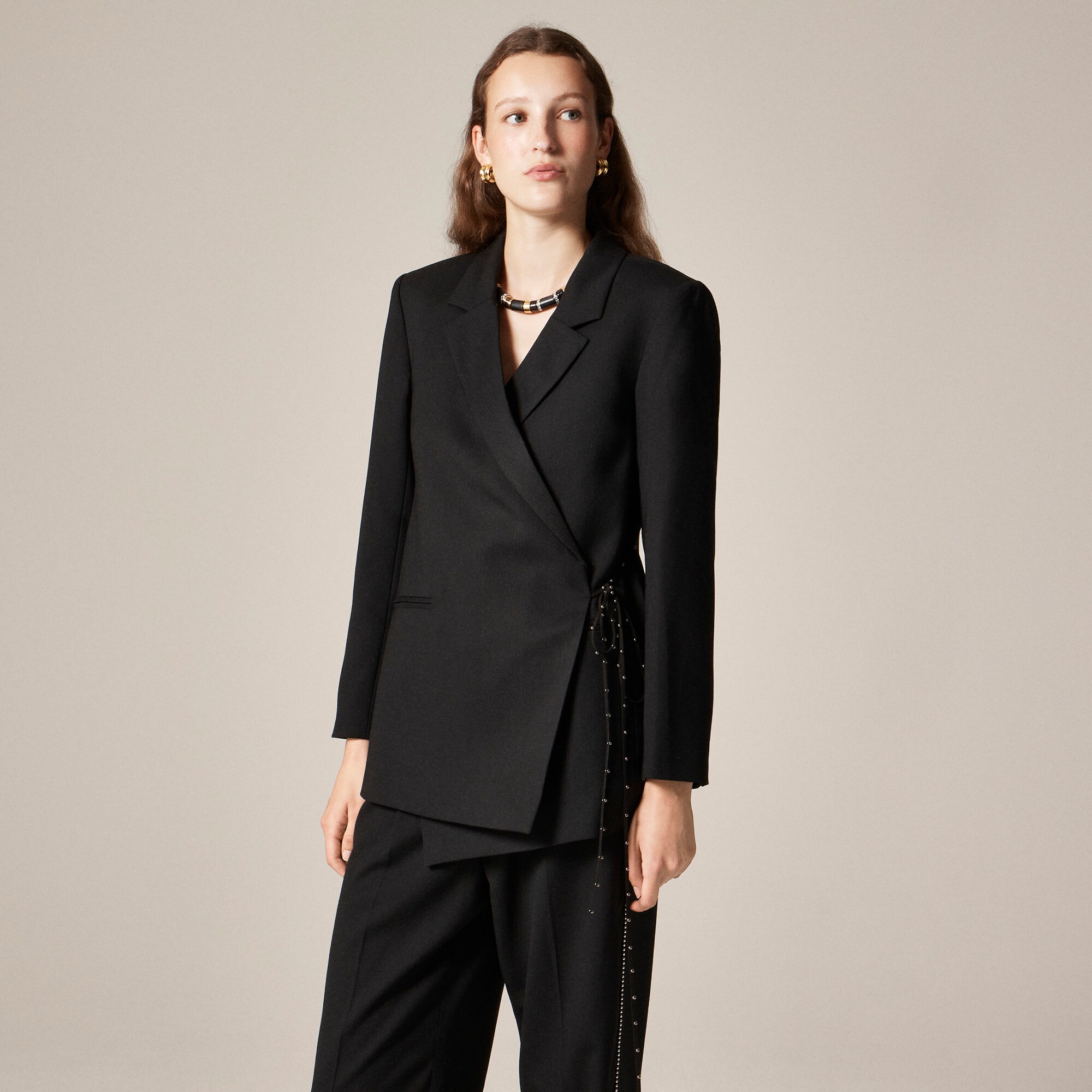 Wrap blazer in wool blend