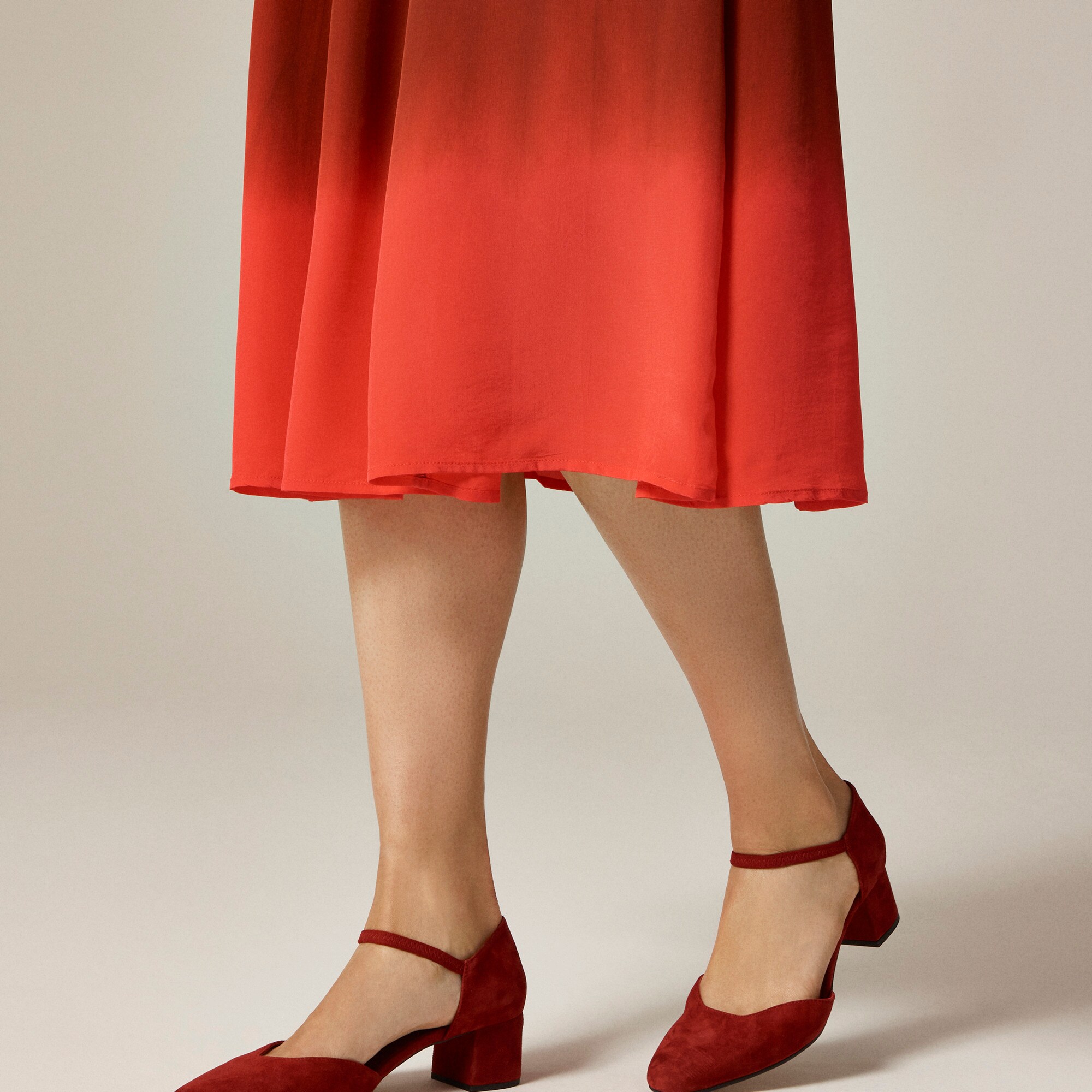 Cinched-waist midi dress in dip-dyed crepe de chine