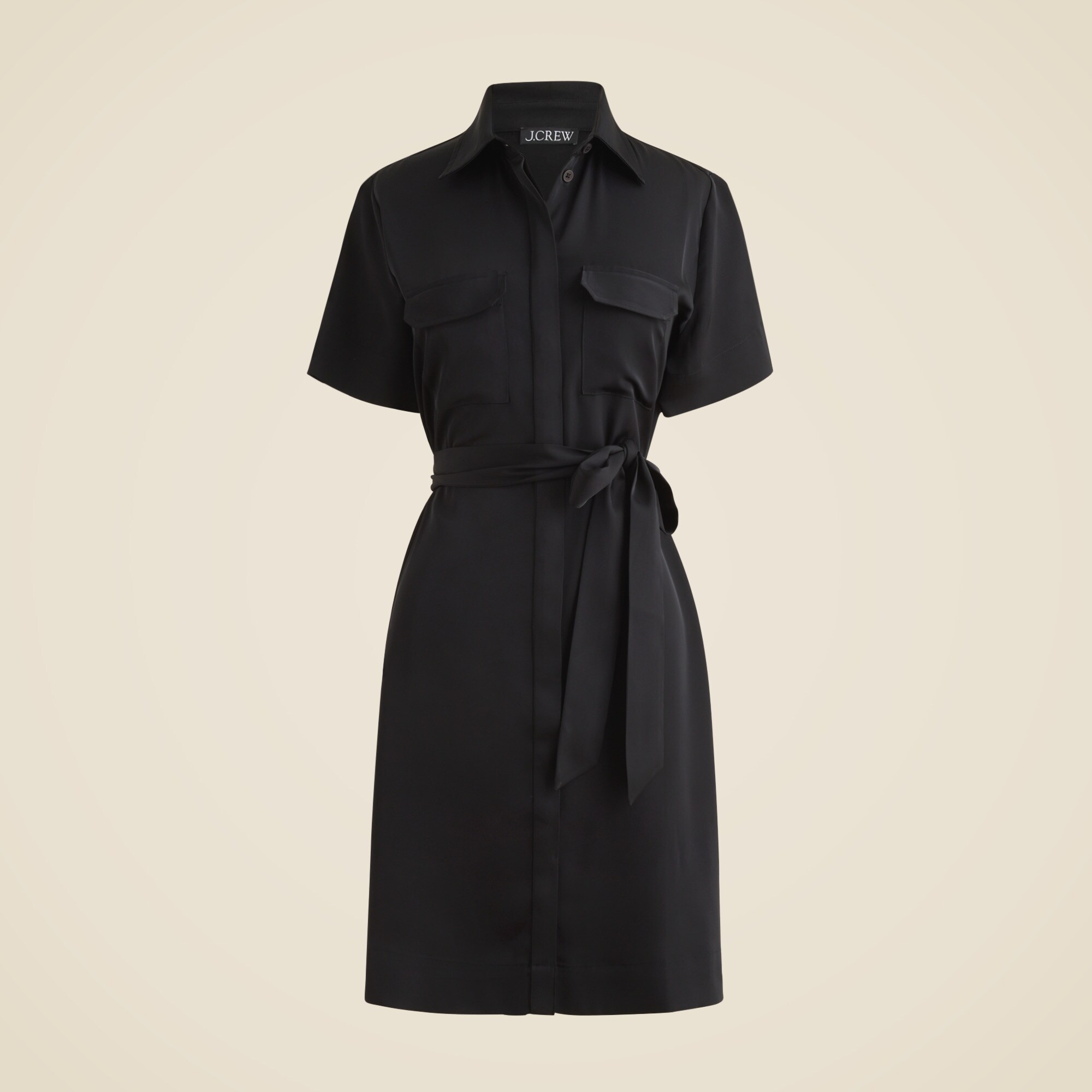 Mini satin shirt-dress