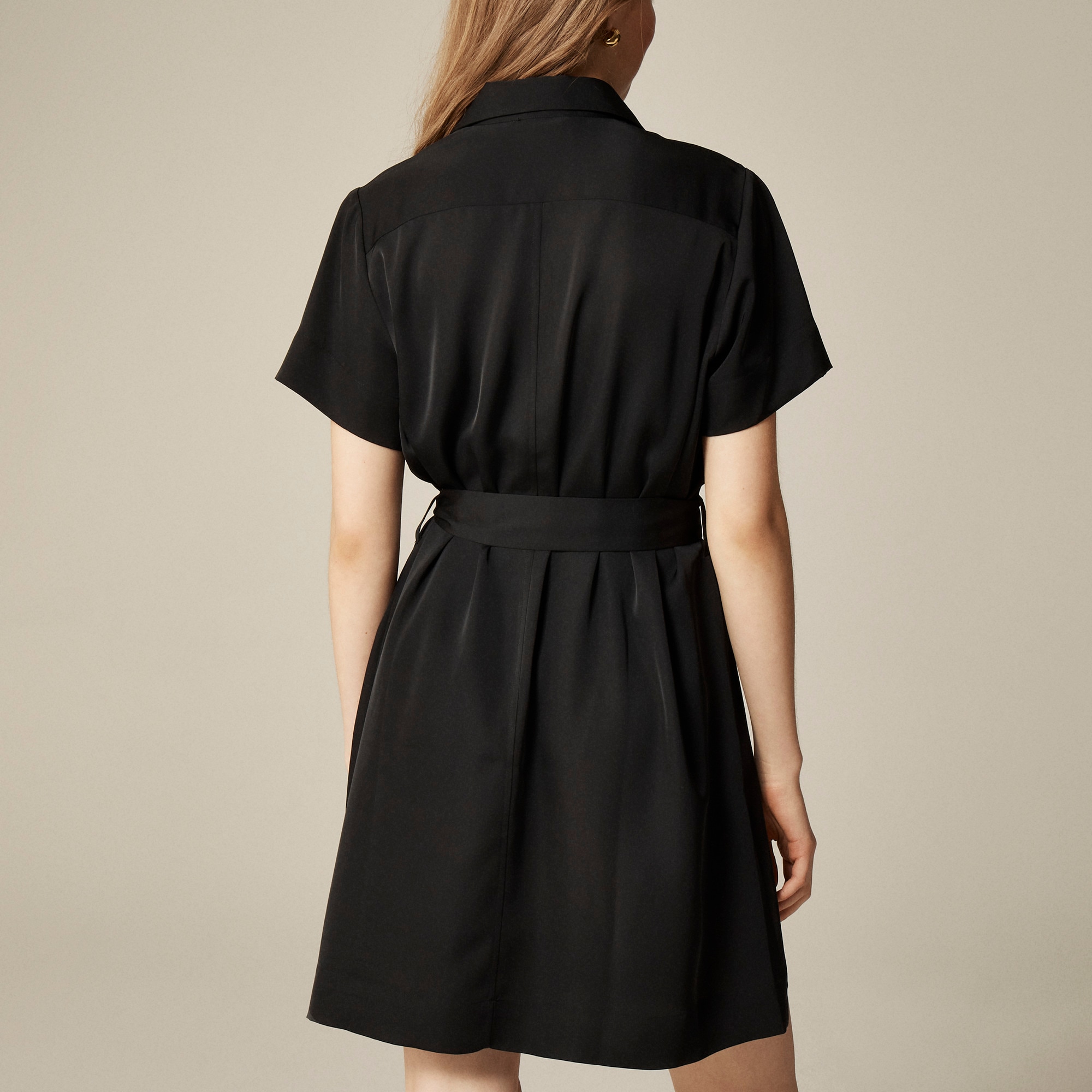 Mini satin shirt-dress - image 4