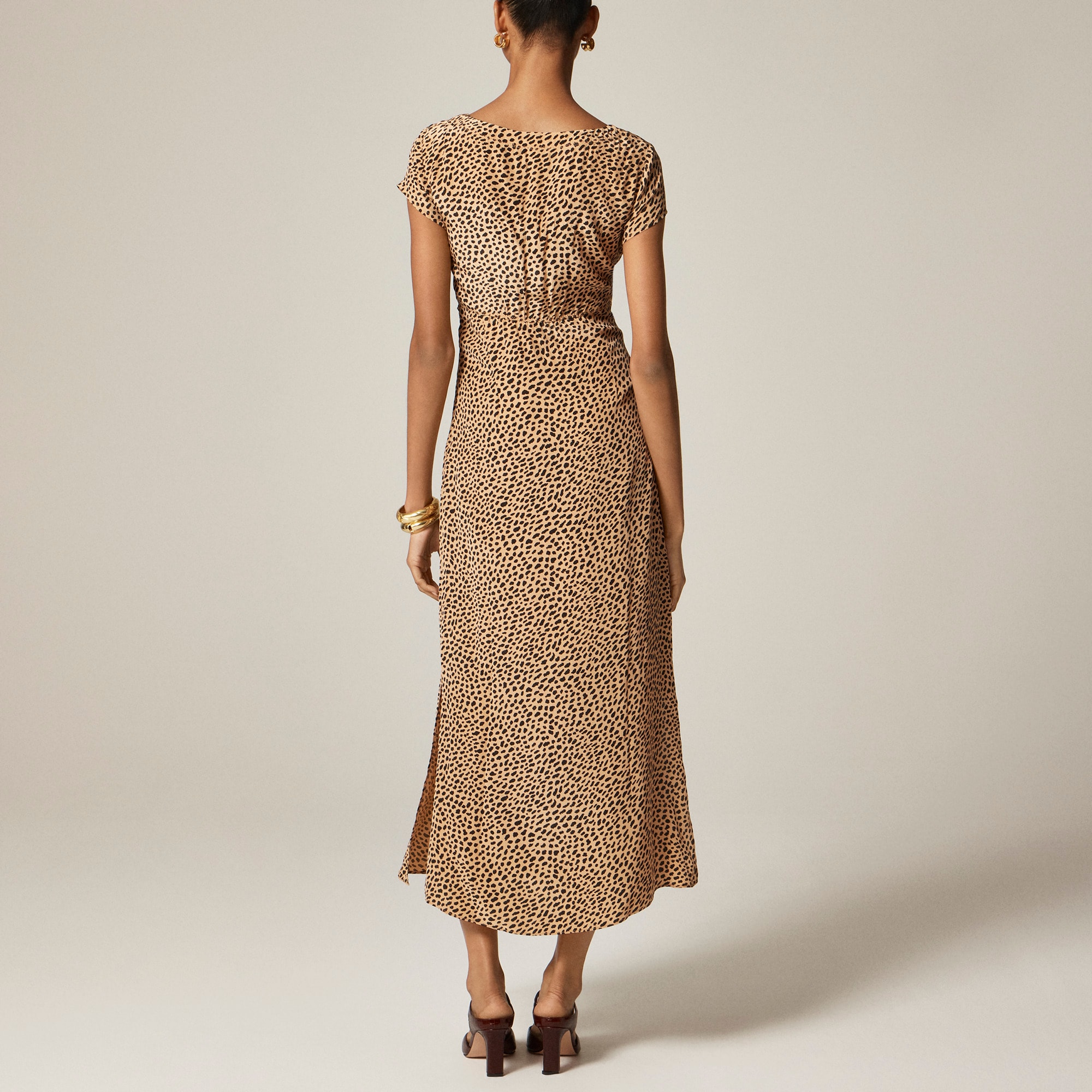 Squareneck slip dress in spot print
